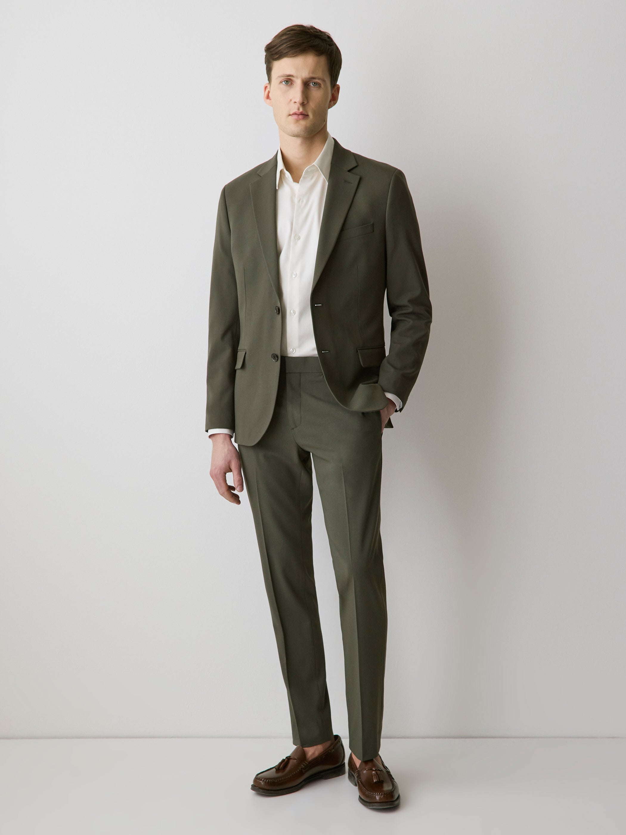 Slim Fit Dark Green Suit Pant rw&co On Sale