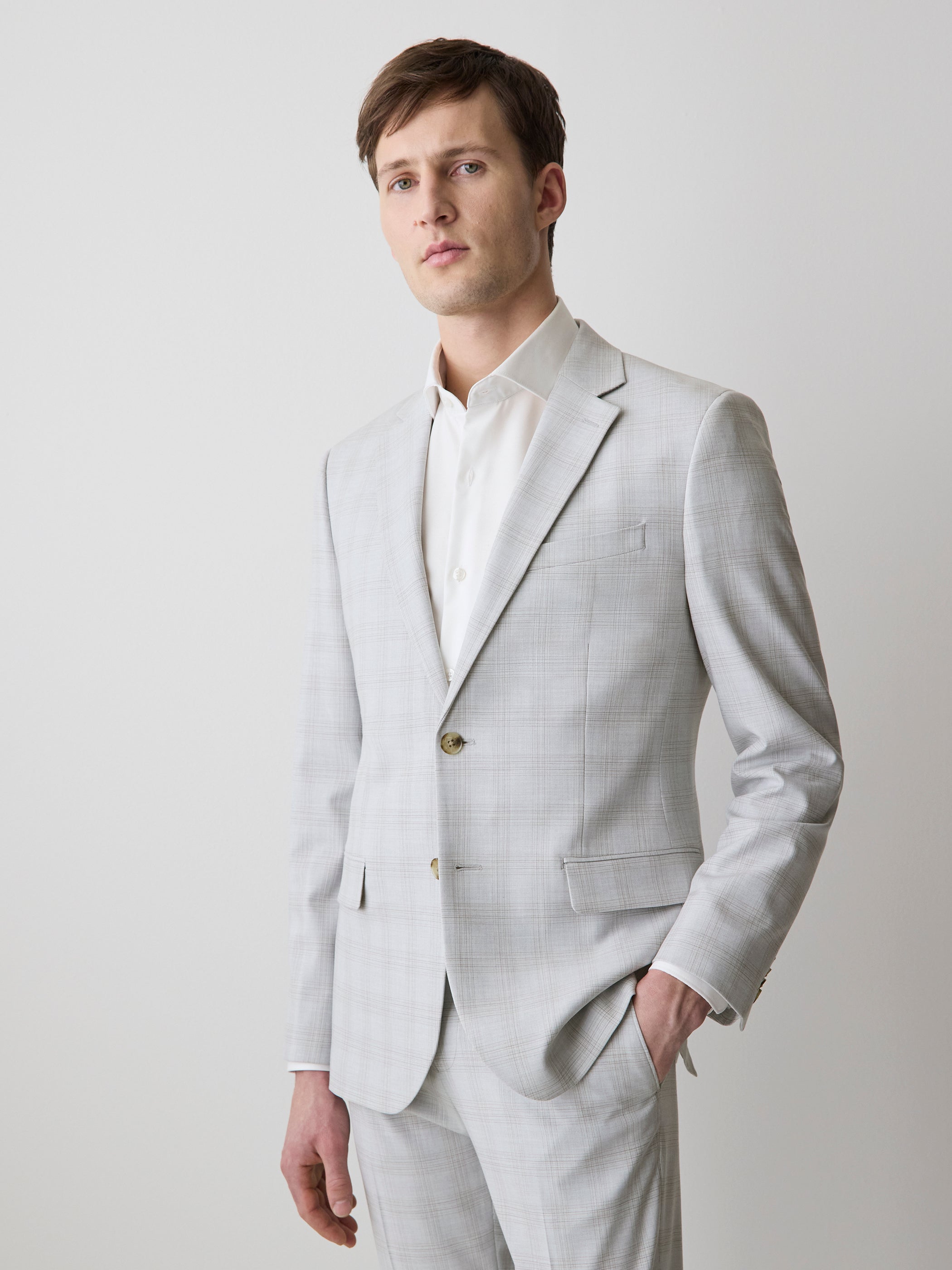 Slim Fit Grey Checkered Suit Blazer rw&co Special Promo Price