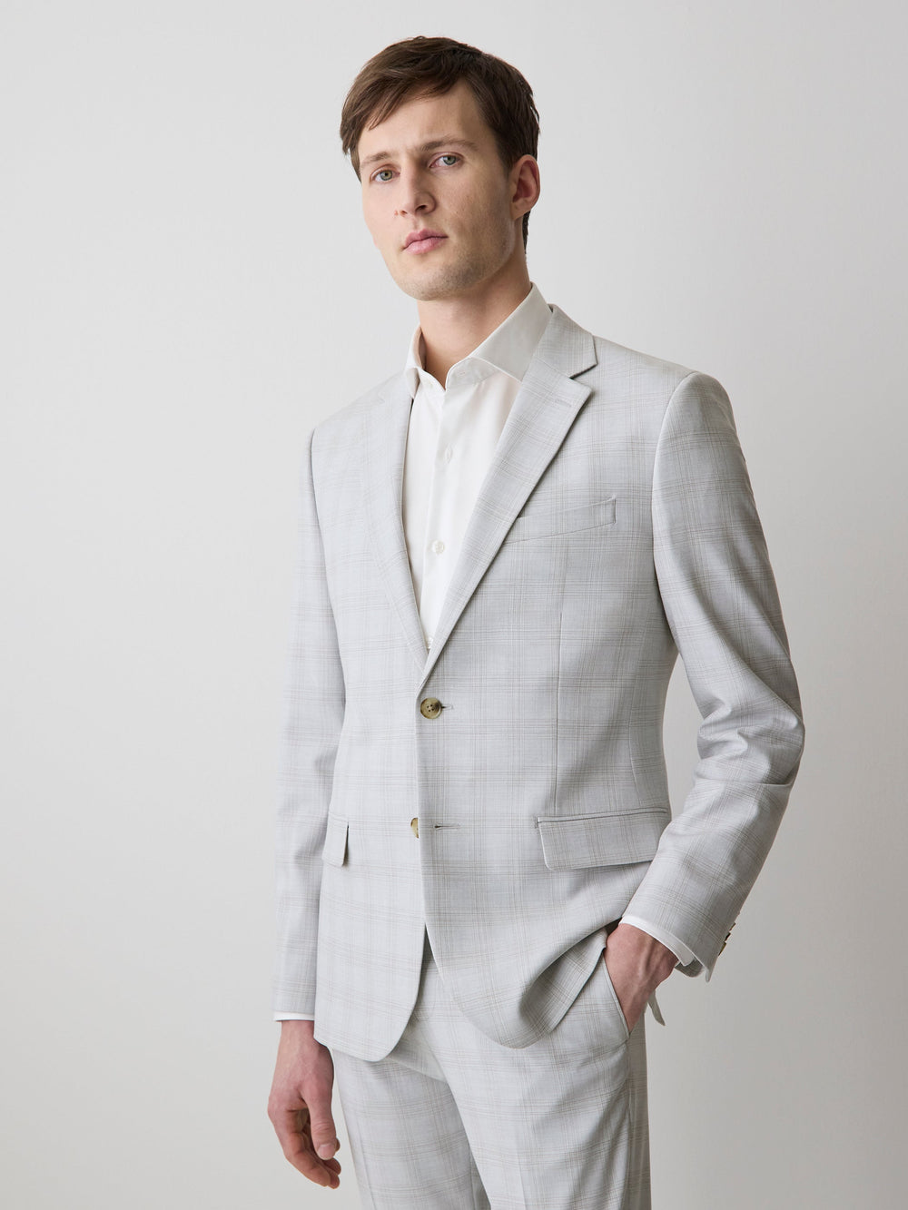 Slim Fit Grey Checkered Suit Blazer rw&co Special Promo Price
