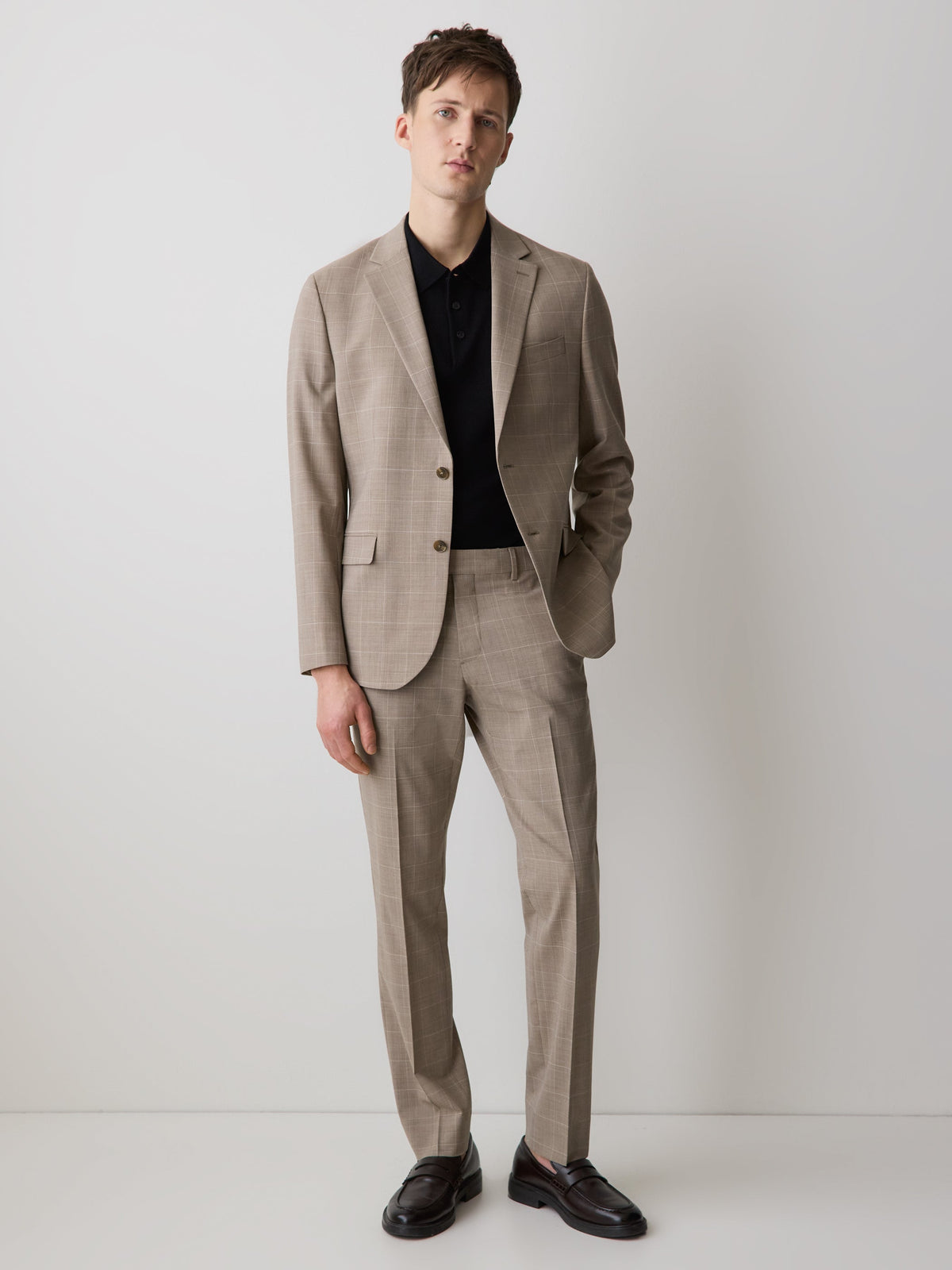 Slim Fit Wool Check Suit Blazer rw&co Special Offer