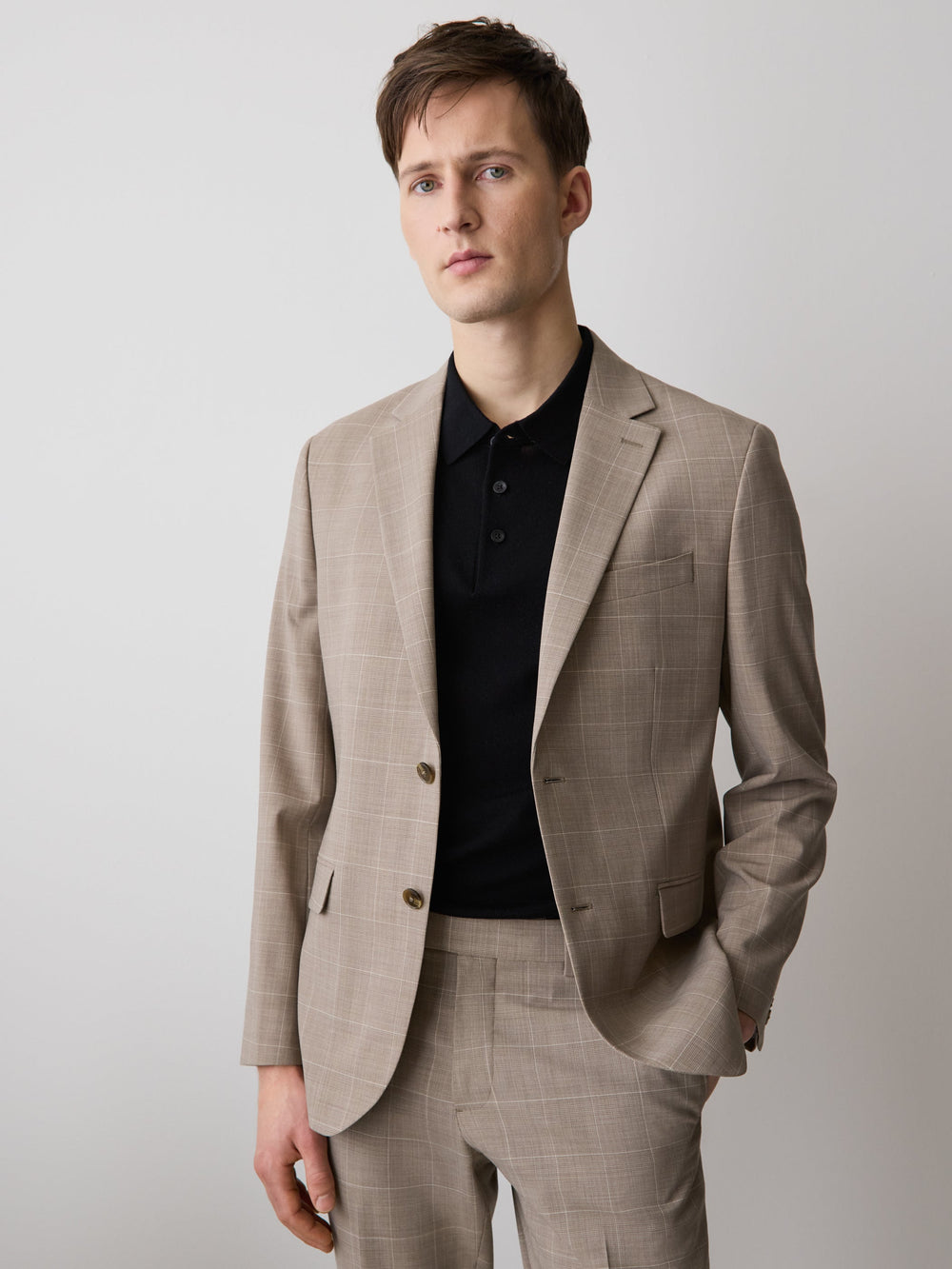 Slim Fit Wool Check Suit Blazer rw&co Special Offer