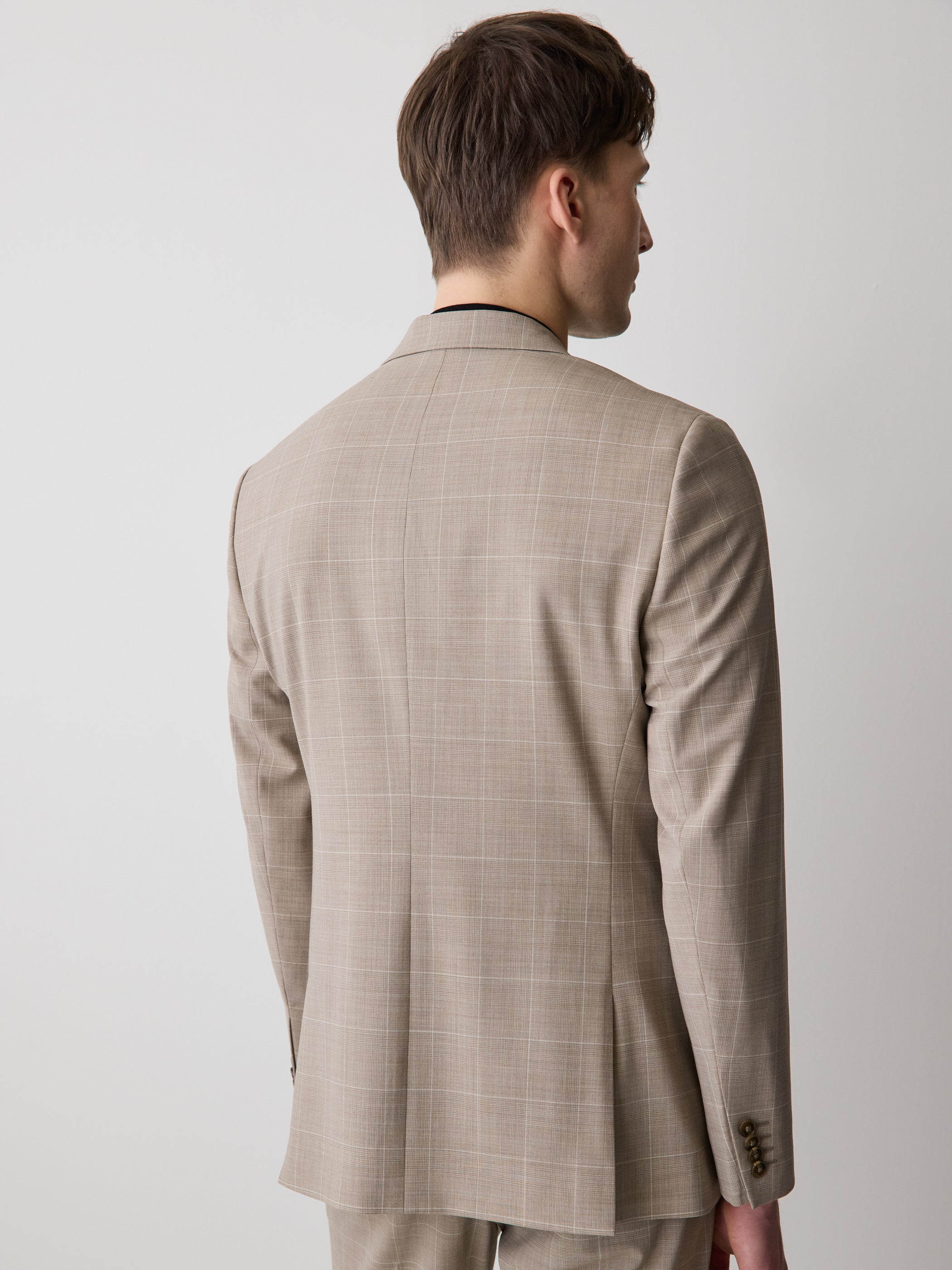 Slim Fit Wool Check Suit Blazer rw&co Special Offer