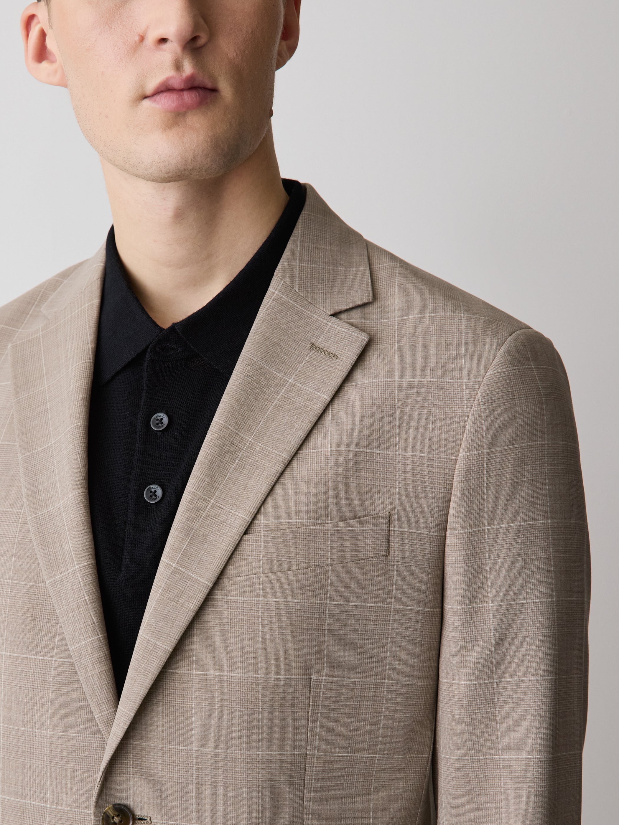 Slim Fit Wool Check Suit Blazer rw&co Special Offer