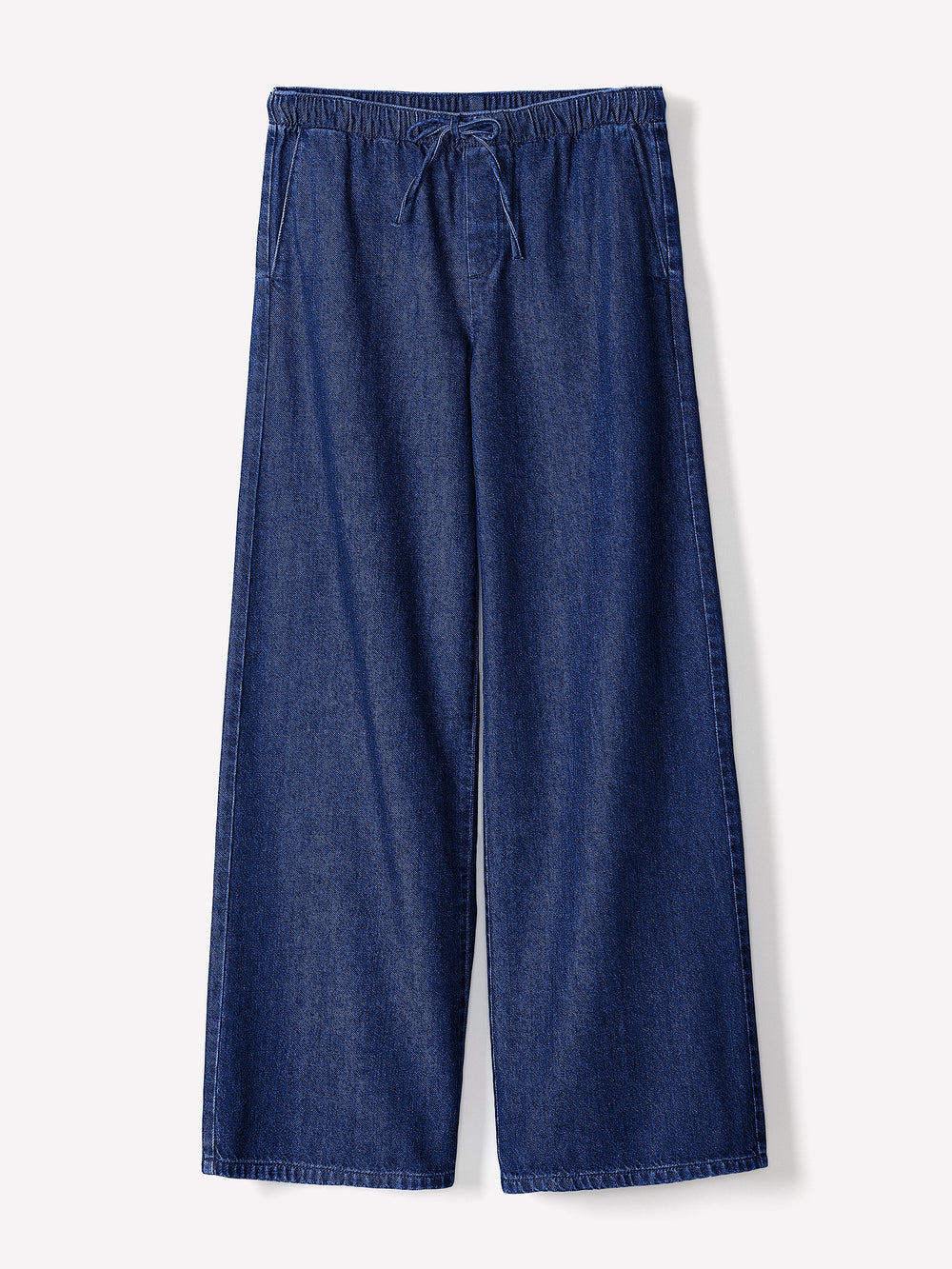 Wide-Leg Denim Pants with Elastic Waistband rw&co On Sale