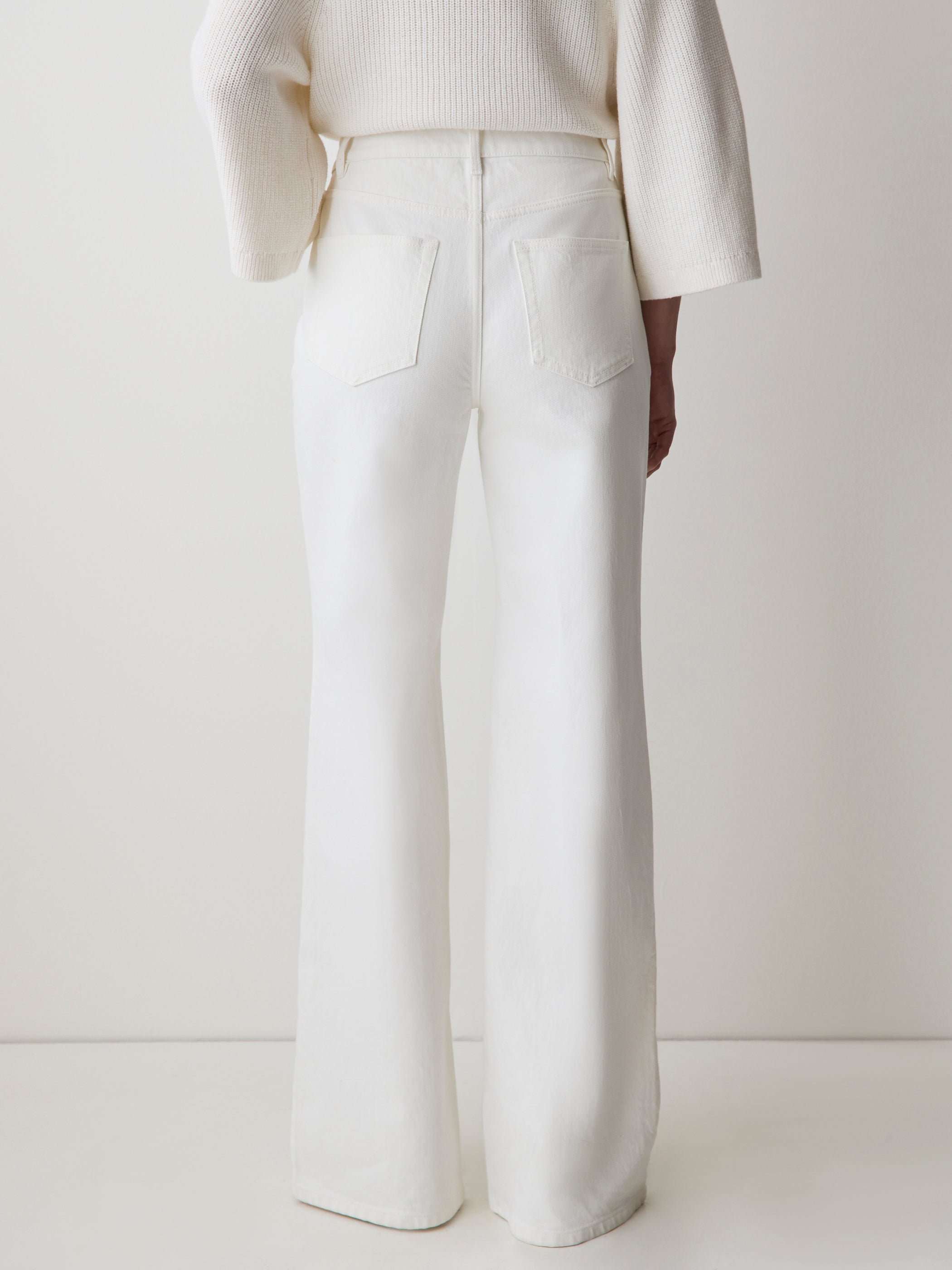 Cream Long High-Rise Wide-Leg Jeans rw&co Special Offer