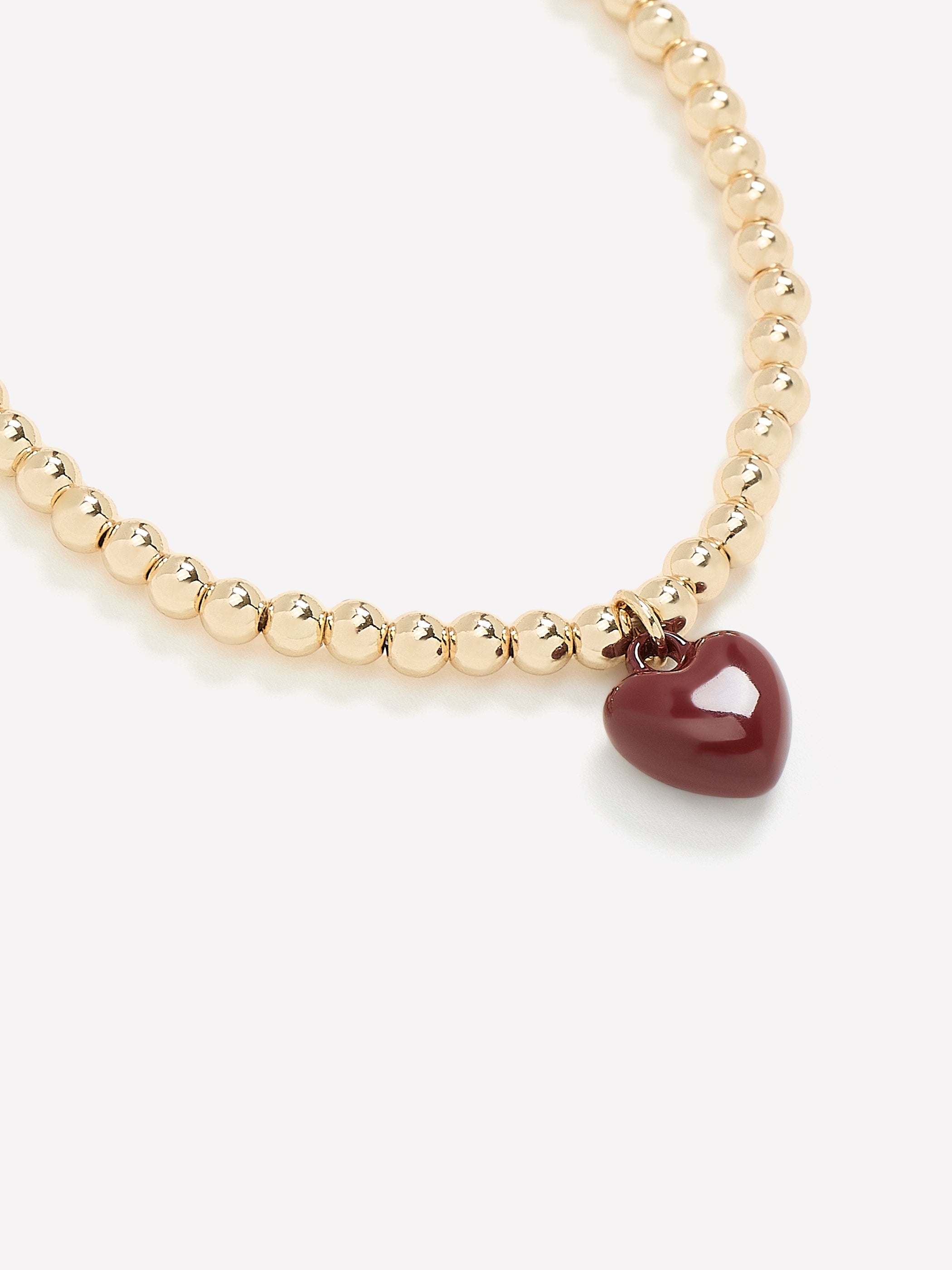 Metal Beaded Bracelet with Heart Charm rw&co On Sale
