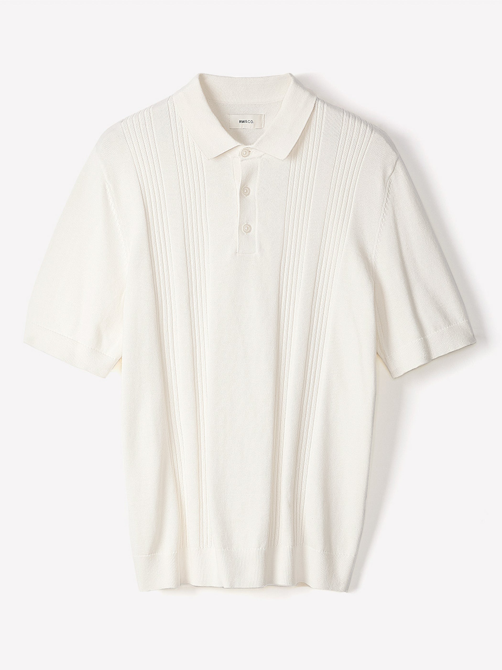 Short-Sleeve Cotton Polo with Vertical Stitches rw&co Exclusive Sale Price
