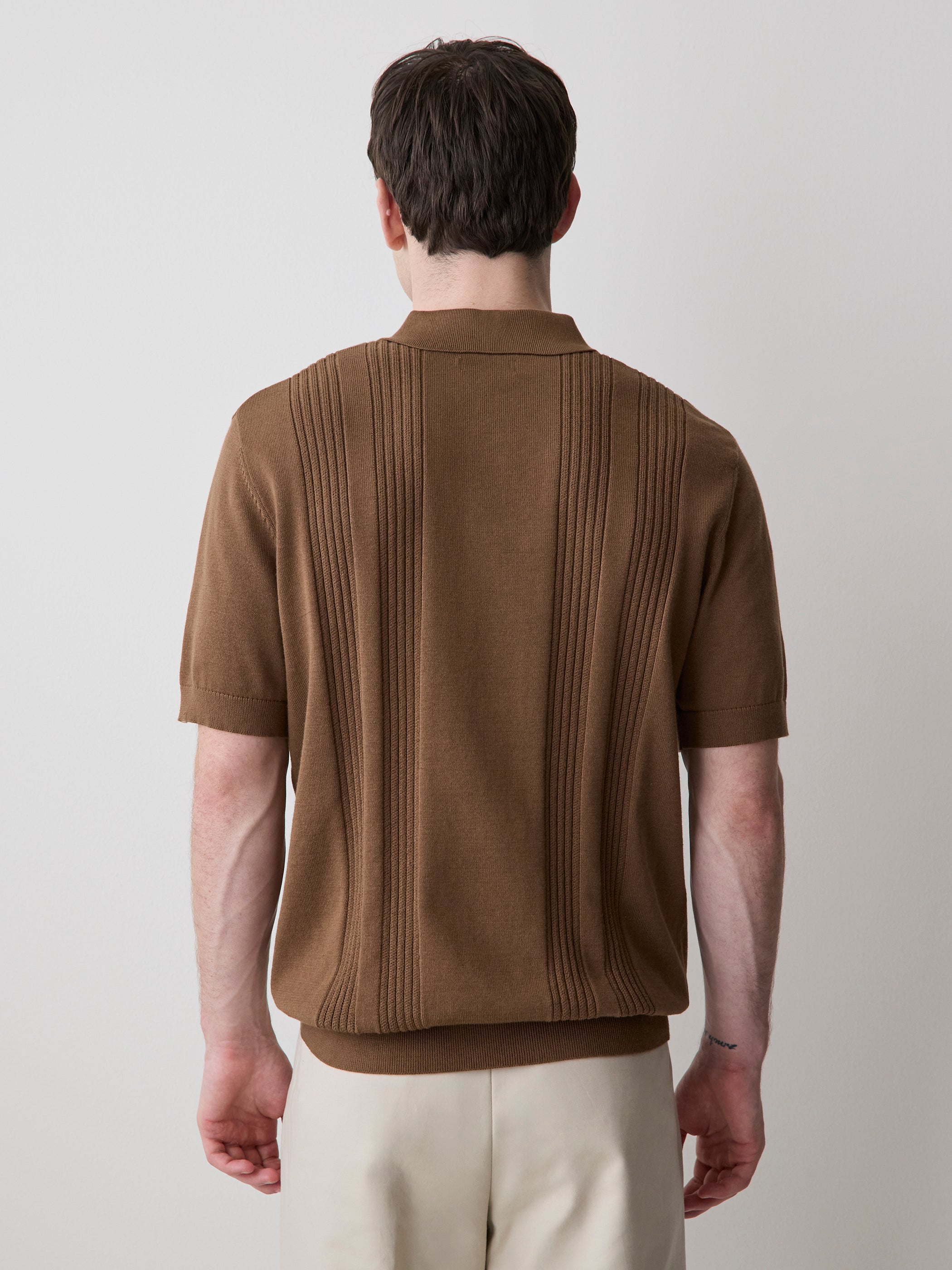 Short-Sleeve Cotton Polo with Vertical Stitches rw&co Exclusive Sale Price