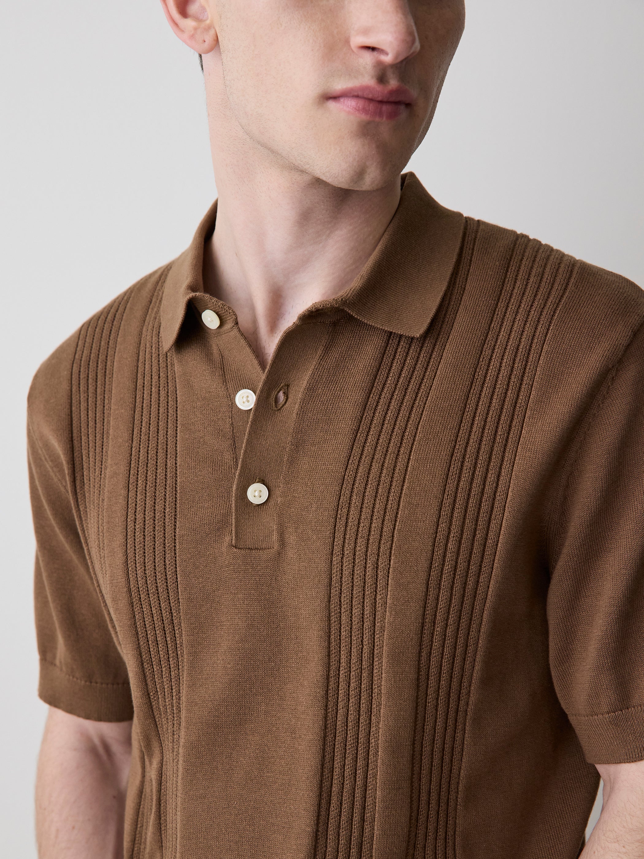 Short-Sleeve Cotton Polo with Vertical Stitches rw&co Exclusive Sale Price