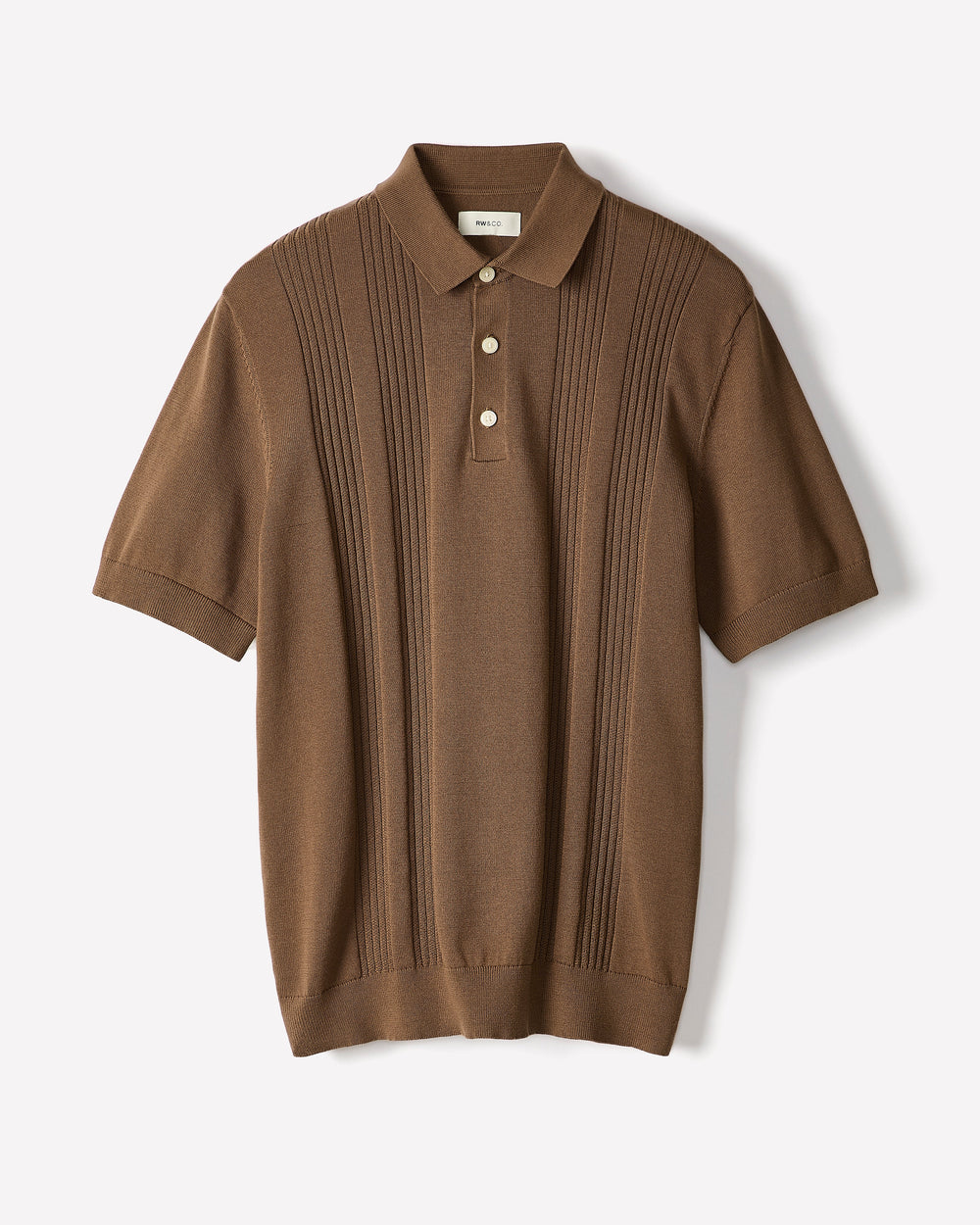 Short-Sleeve Cotton Polo with Vertical Stitches rw&co Exclusive Sale Price