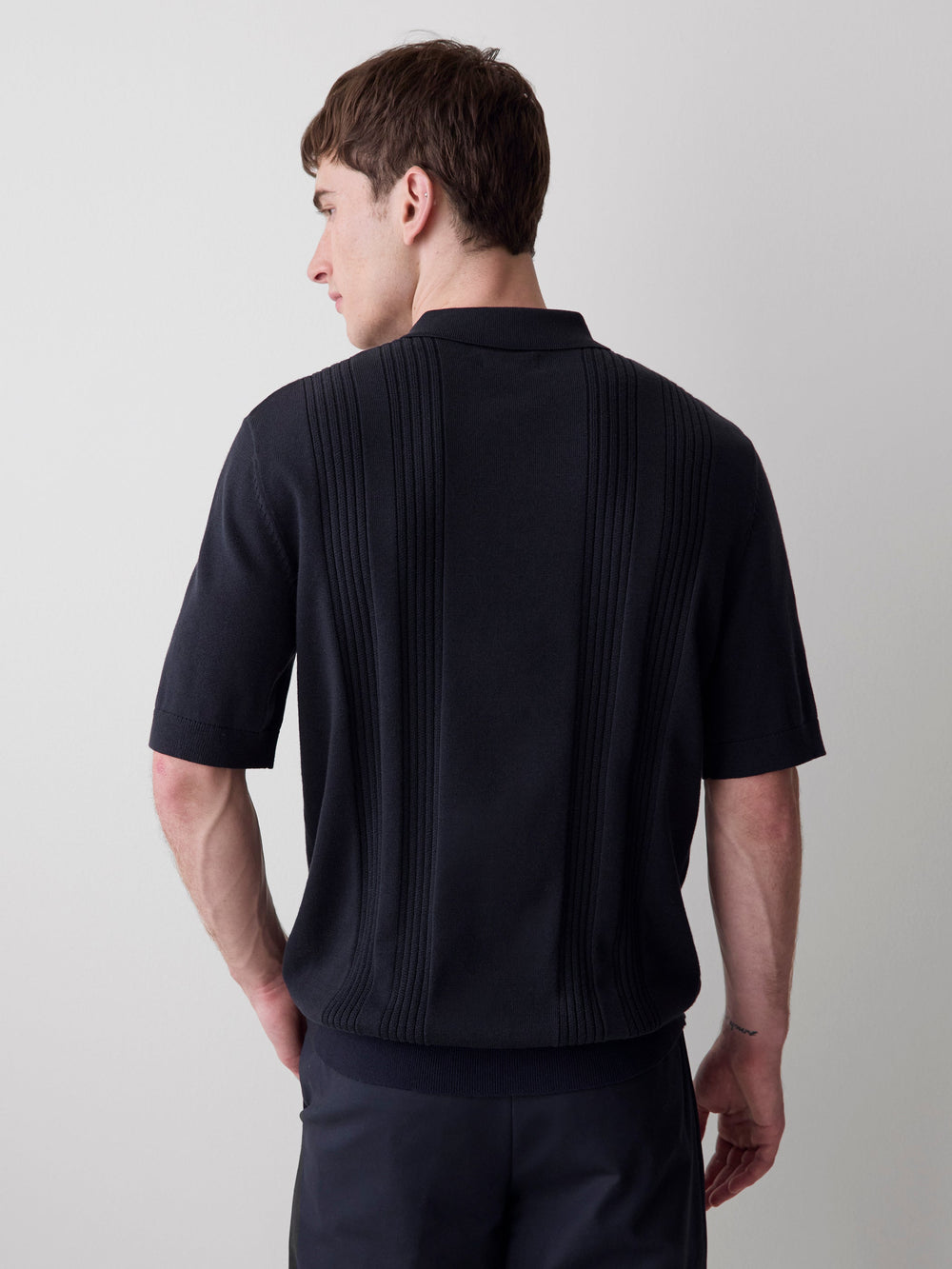 Short-Sleeve Cotton Polo with Vertical Stitches rw&co Exclusive Sale Price