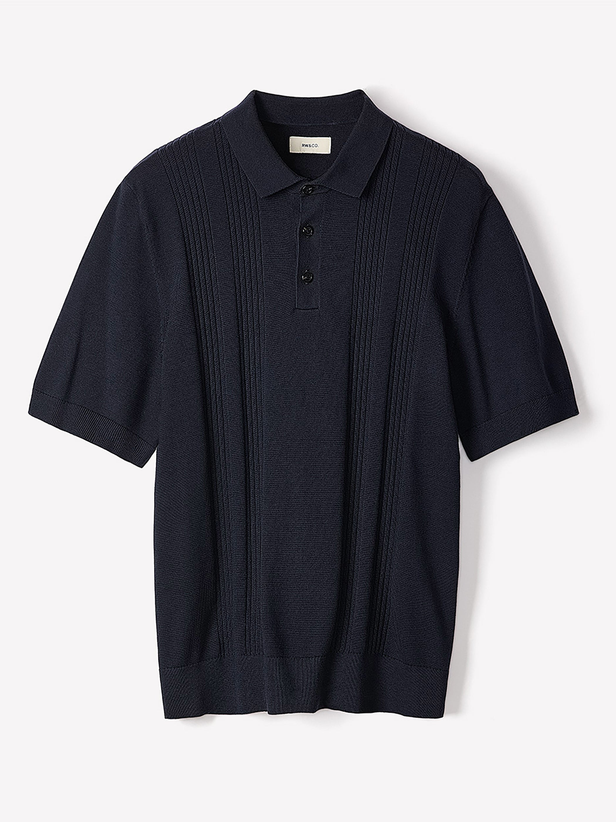 Short-Sleeve Cotton Polo with Vertical Stitches rw&co Exclusive Sale Price