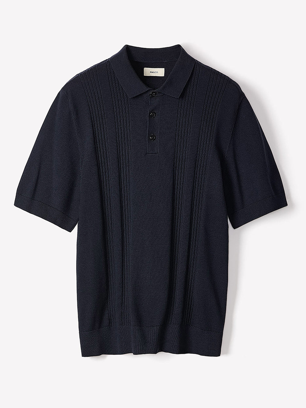Short-Sleeve Cotton Polo with Vertical Stitches rw&co Exclusive Sale Price