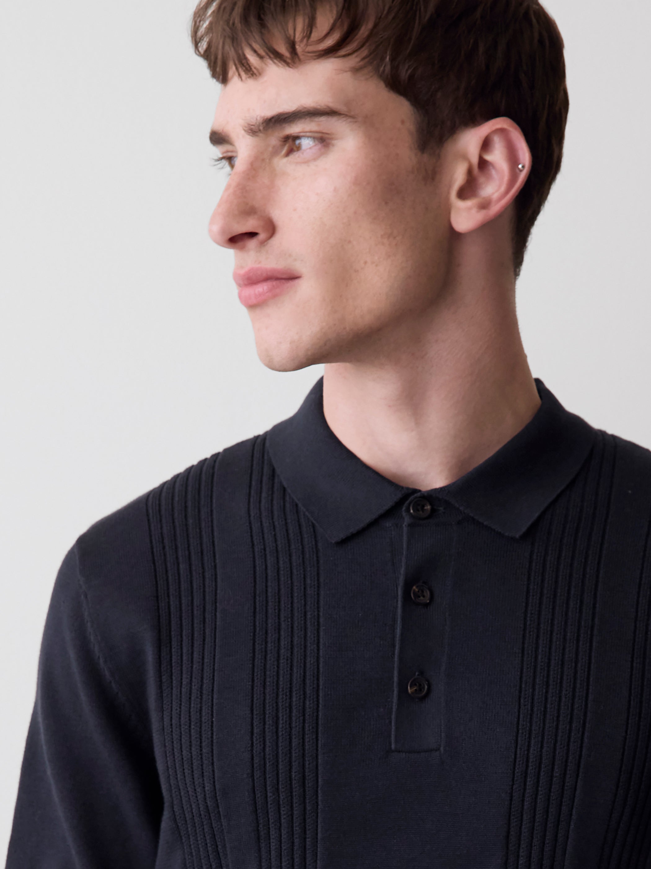 Short-Sleeve Cotton Polo with Vertical Stitches rw&co Exclusive Sale Price