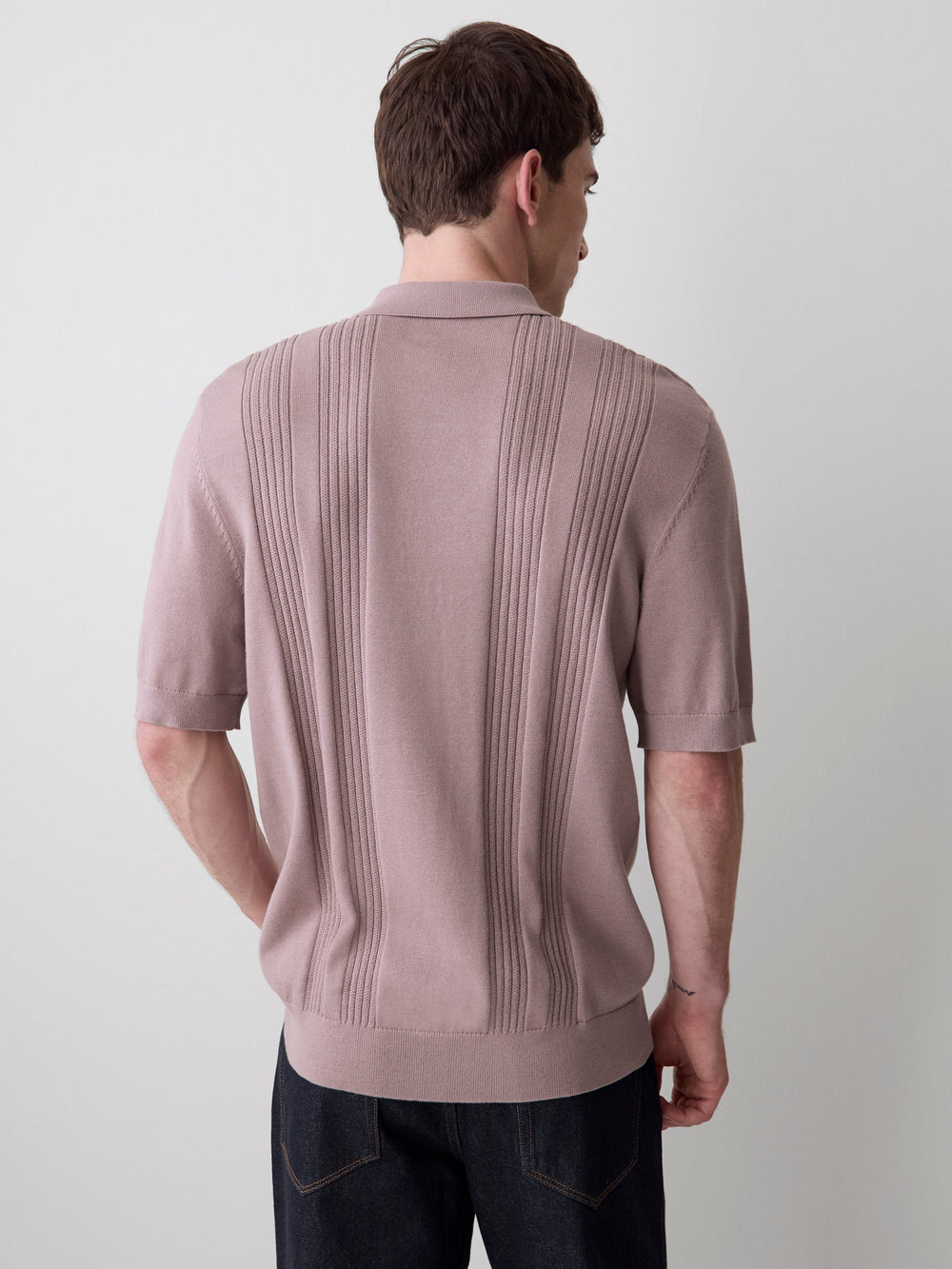 Short-Sleeve Cotton Polo with Vertical Stitches rw&co Exclusive Sale Price