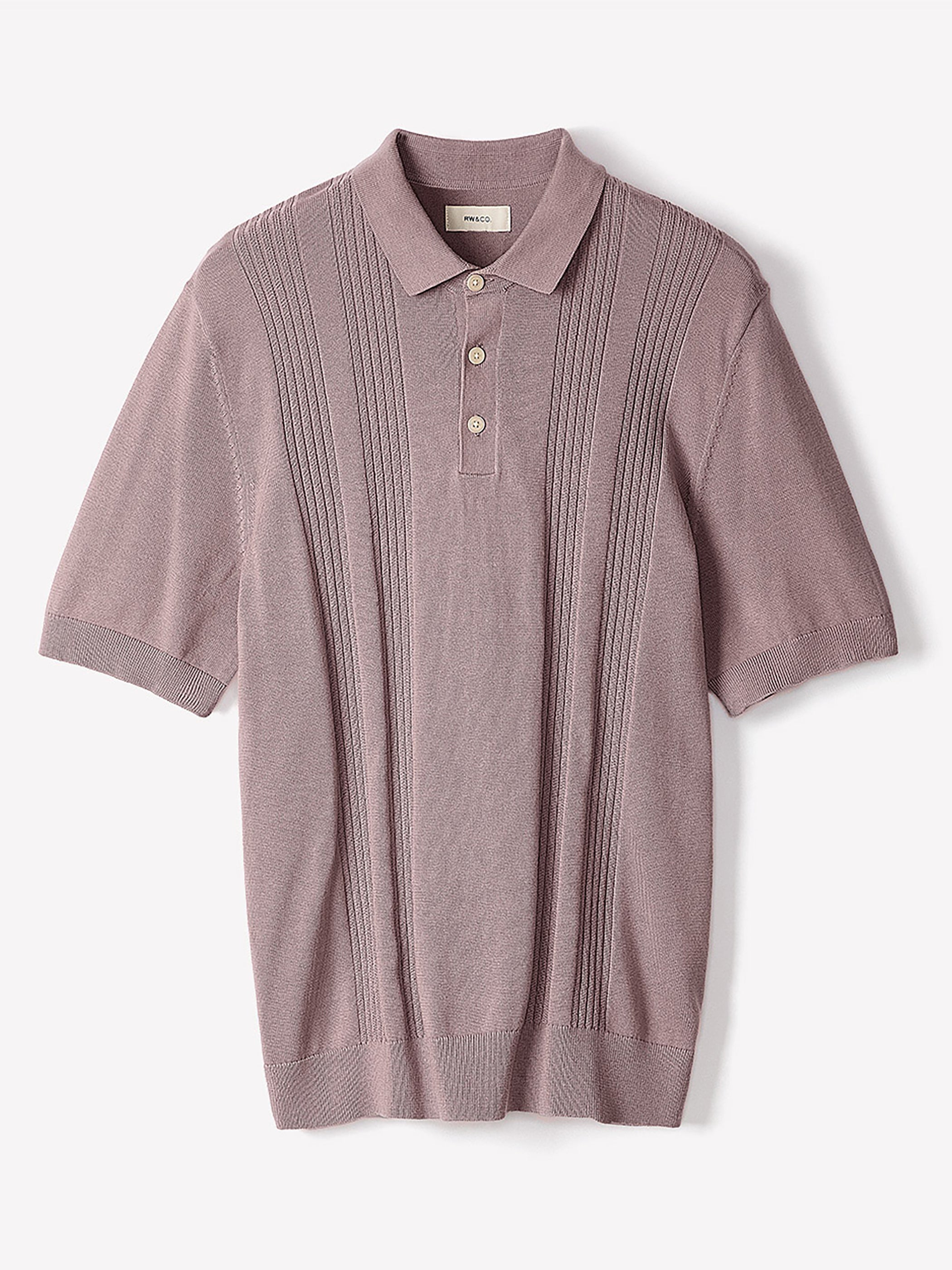 Short-Sleeve Cotton Polo with Vertical Stitches rw&co Exclusive Sale Price