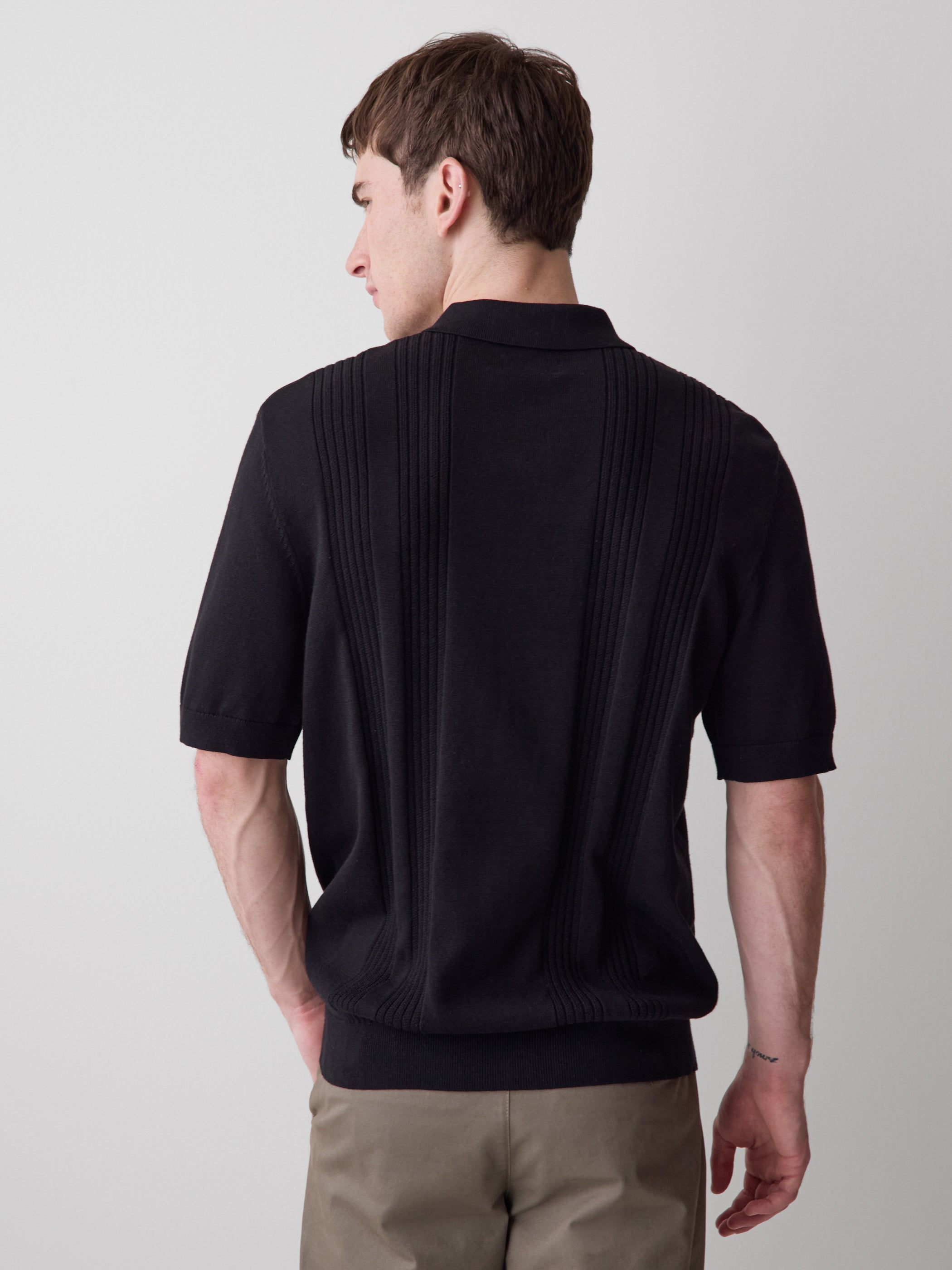 Short-Sleeve Cotton Polo with Vertical Stitches rw&co Exclusive Sale Price