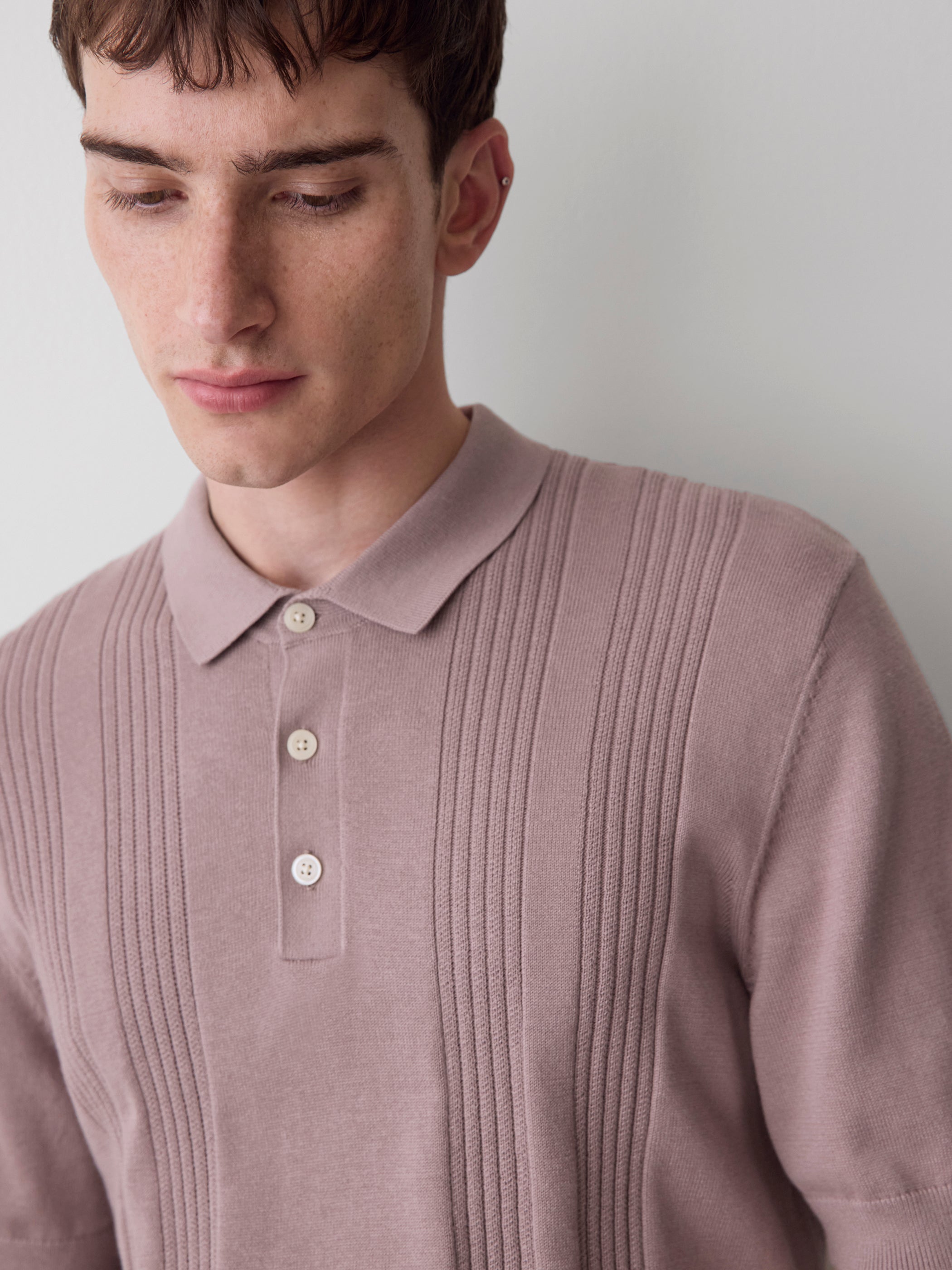Short-Sleeve Cotton Polo with Vertical Stitches rw&co Exclusive Sale Price