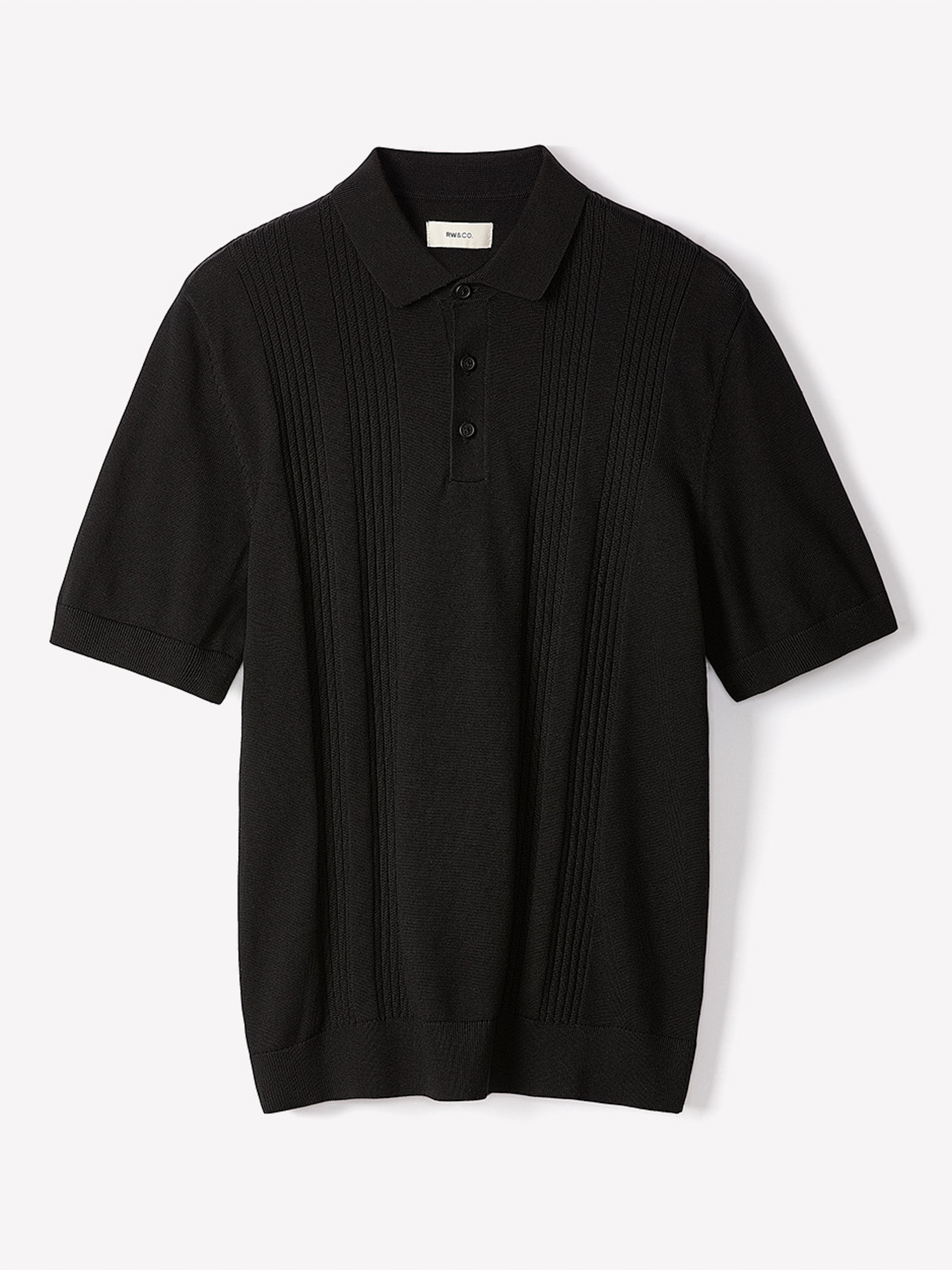 Short-Sleeve Cotton Polo with Vertical Stitches rw&co Exclusive Sale Price