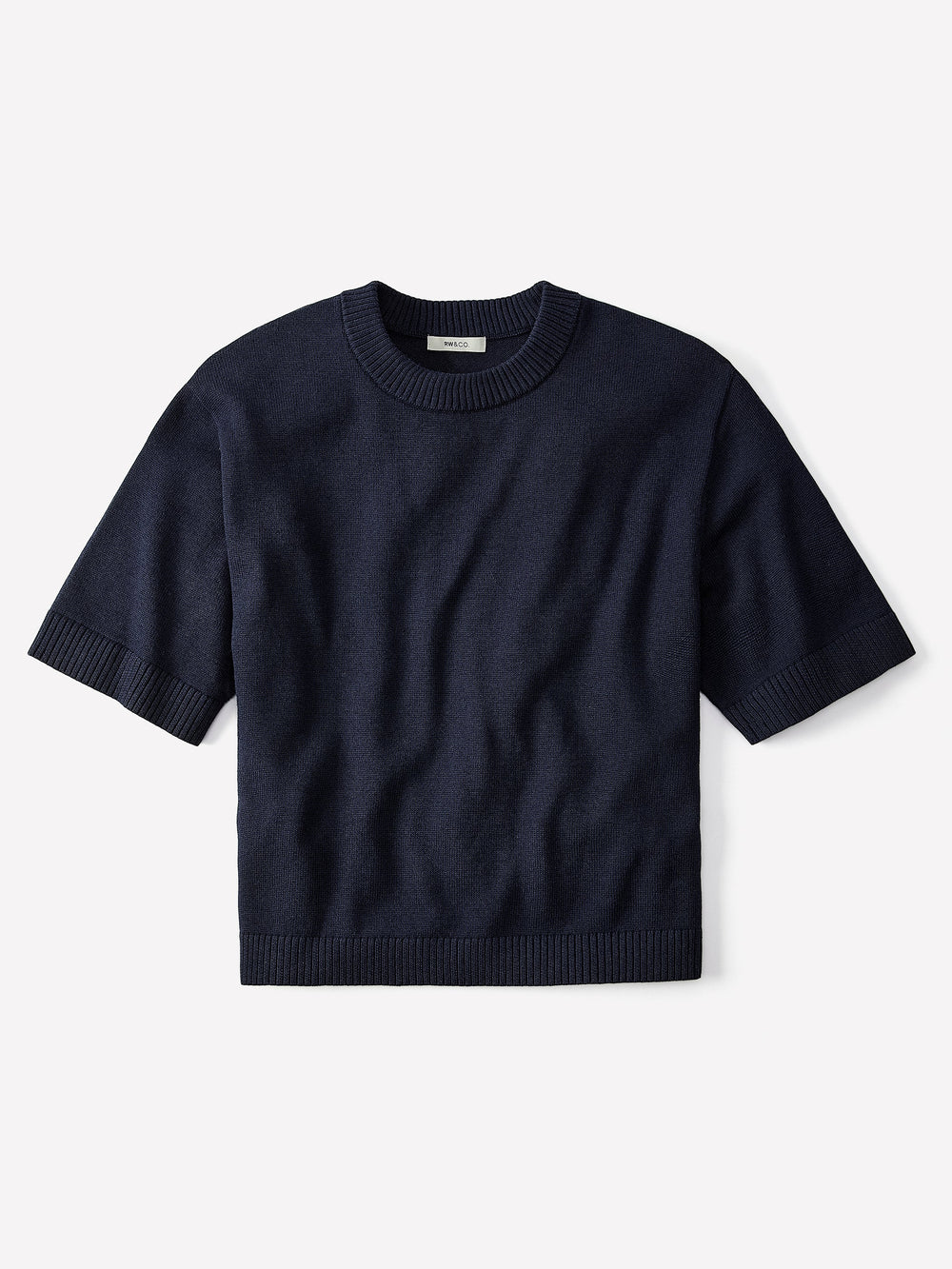 Wool-Blend Short-Sleeve Crew-Neck Sweater rw&co Exclusive Sale Price