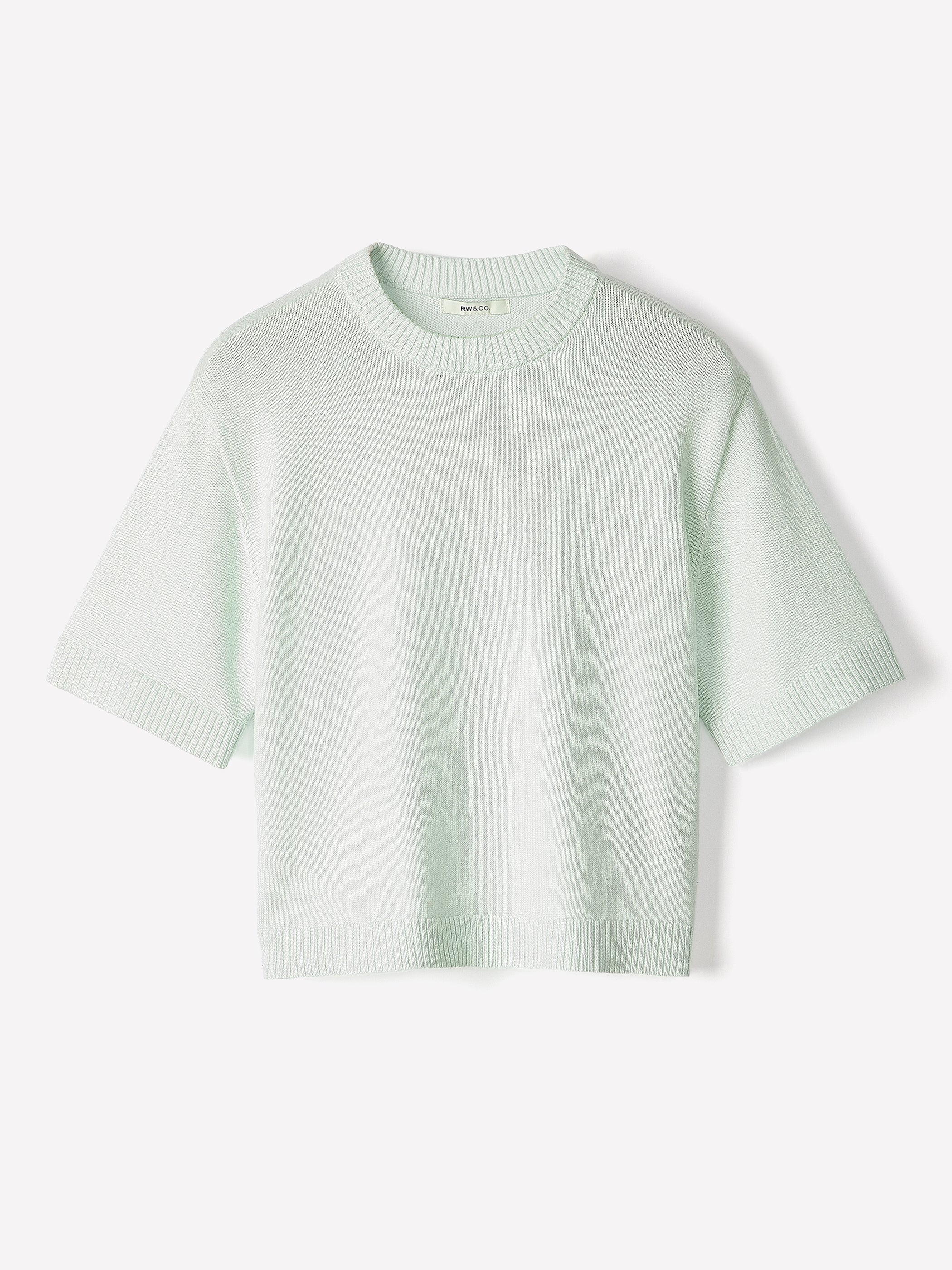 Wool-Blend Short-Sleeve Crew-Neck Sweater rw&co Exclusive Sale Price