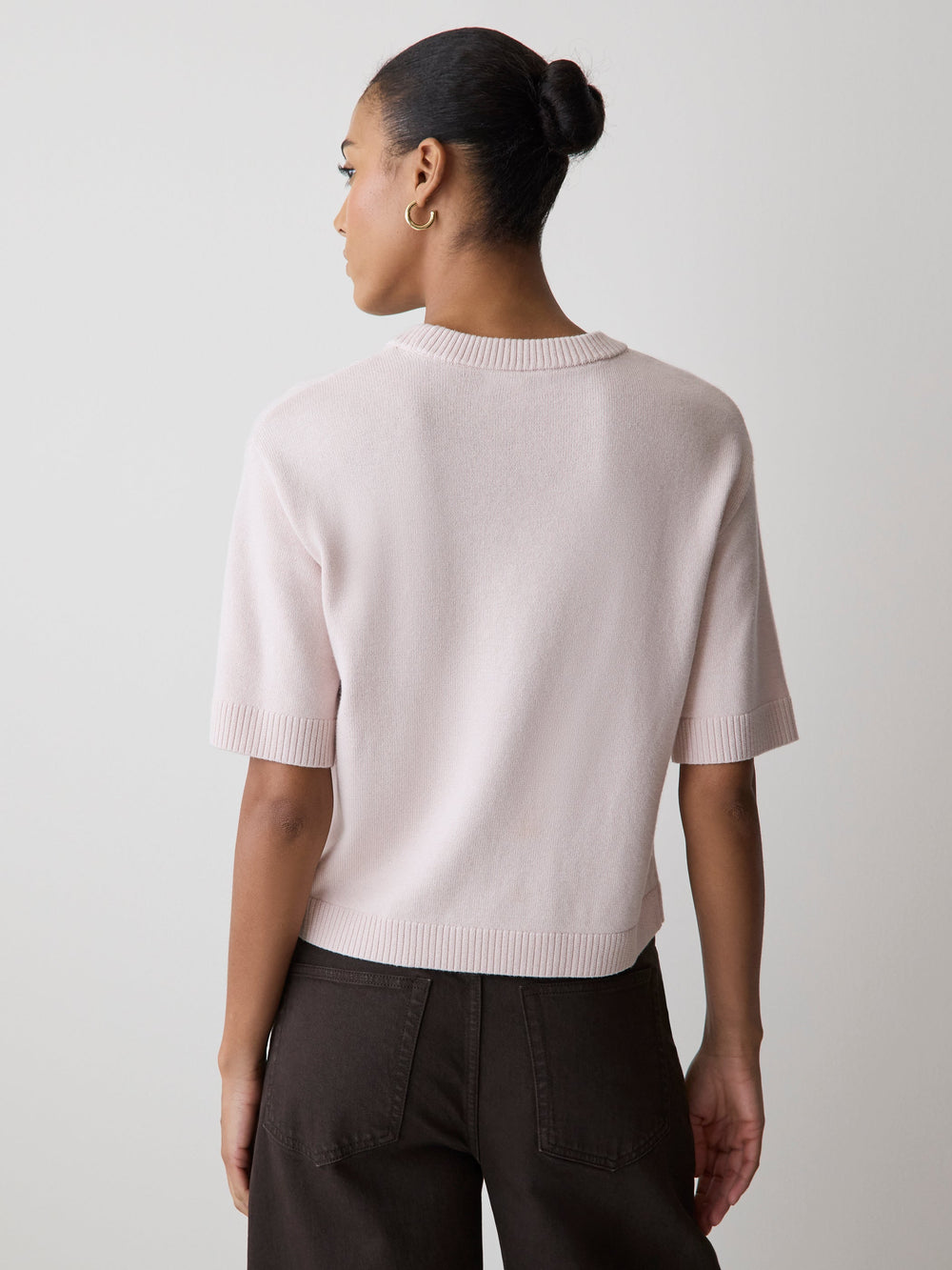 Wool-Blend Short-Sleeve Crew-Neck Sweater rw&co Exclusive Sale Price
