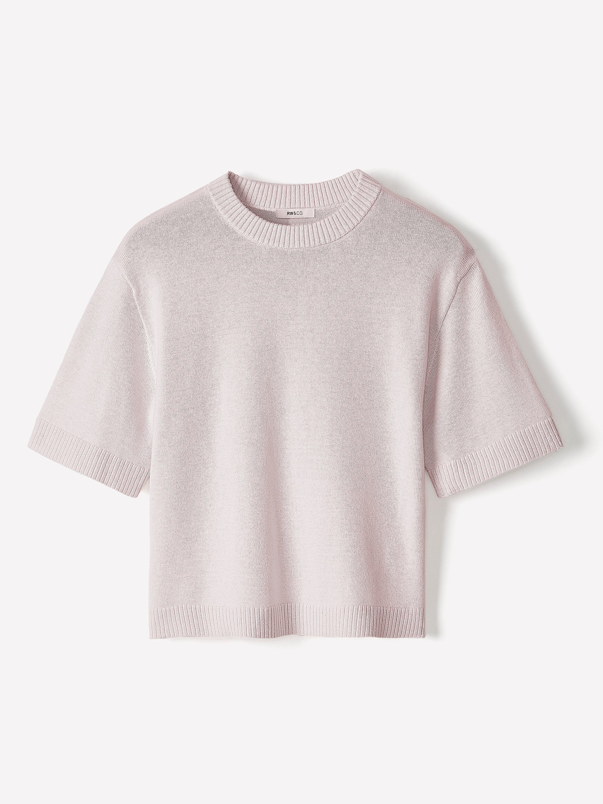 Wool-Blend Short-Sleeve Crew-Neck Sweater rw&co Exclusive Sale Price