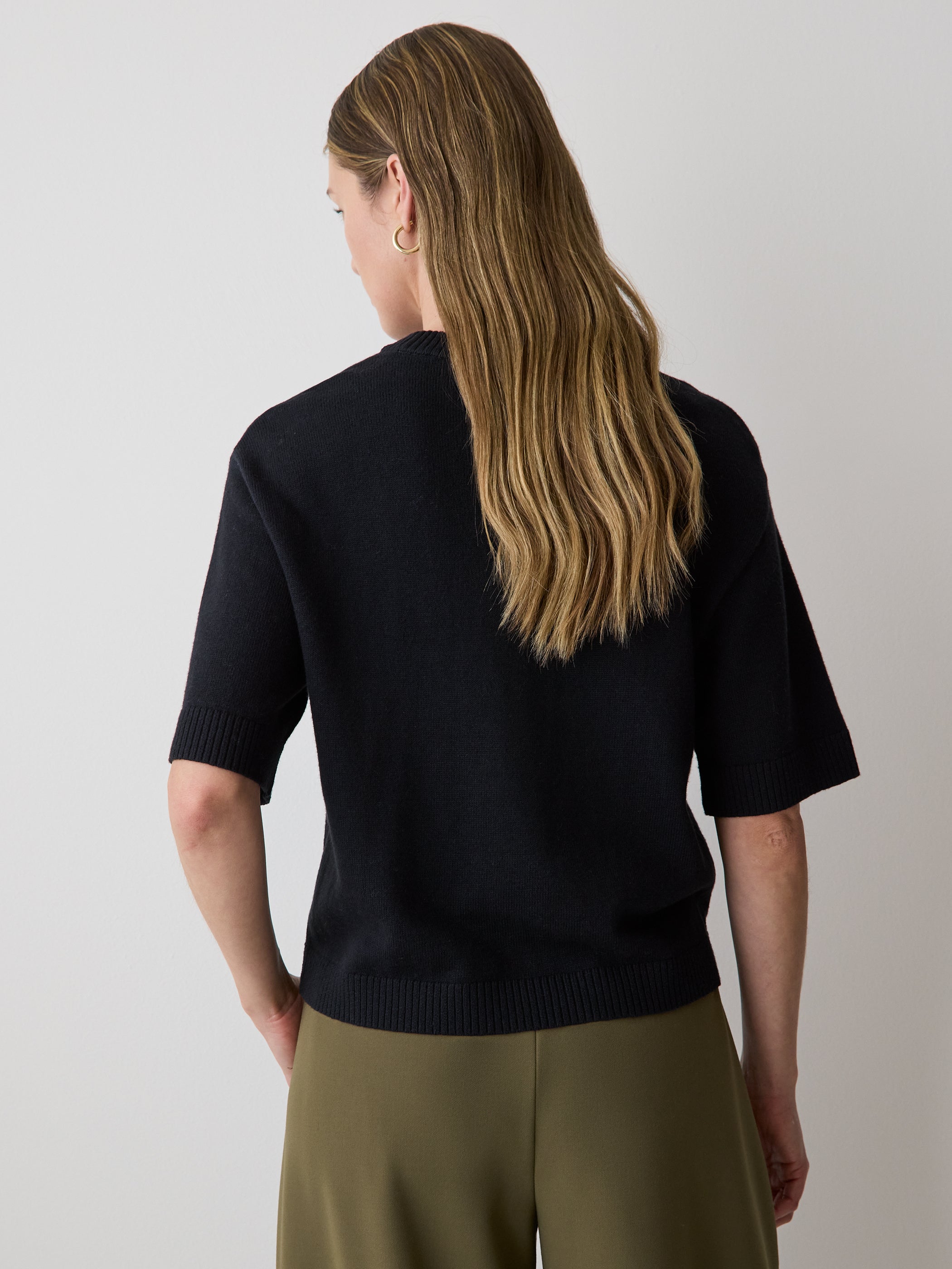 Wool-Blend Short-Sleeve Crew-Neck Sweater rw&co Exclusive Sale Price