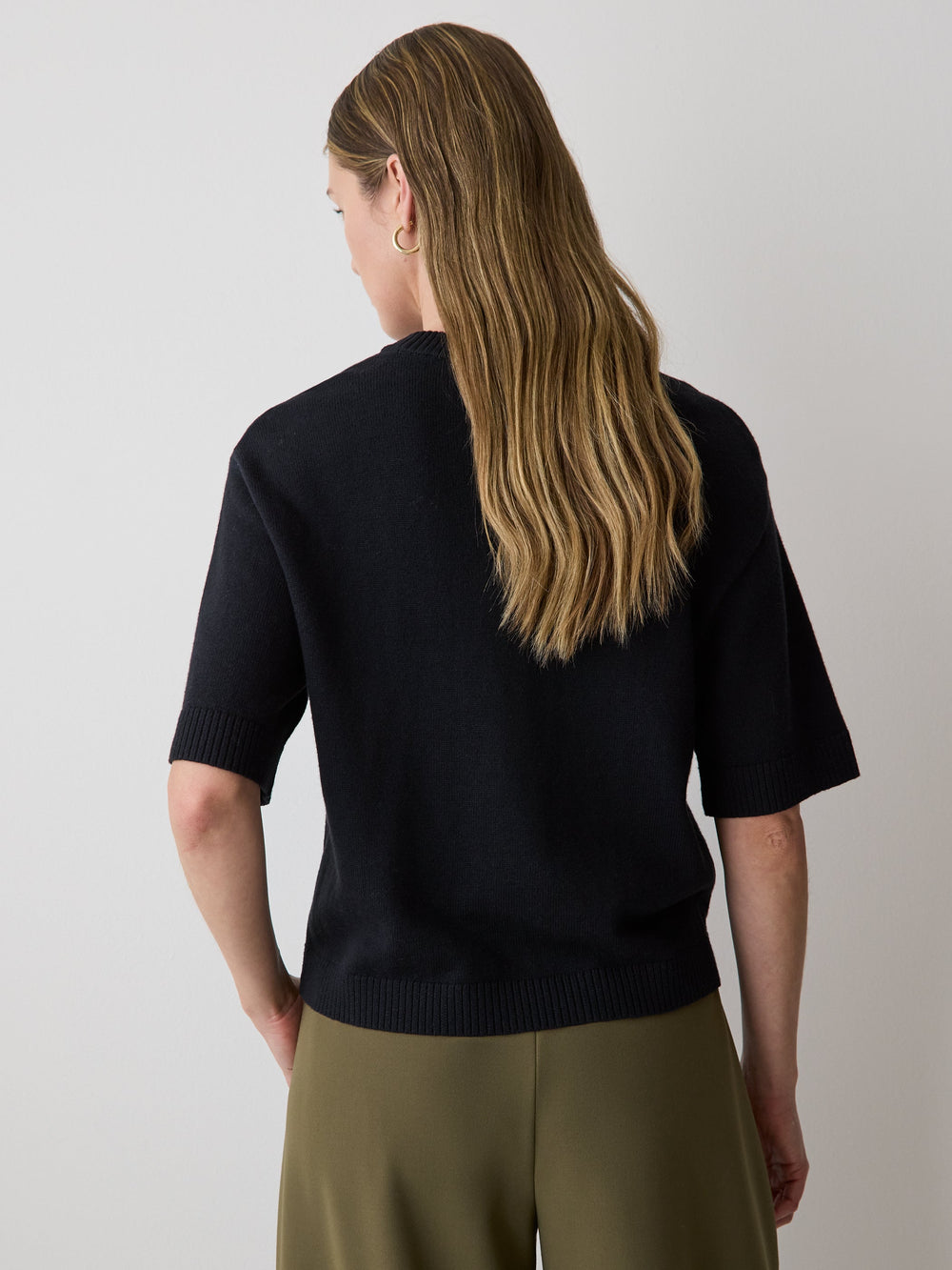 Wool-Blend Short-Sleeve Crew-Neck Sweater rw&co Exclusive Sale Price