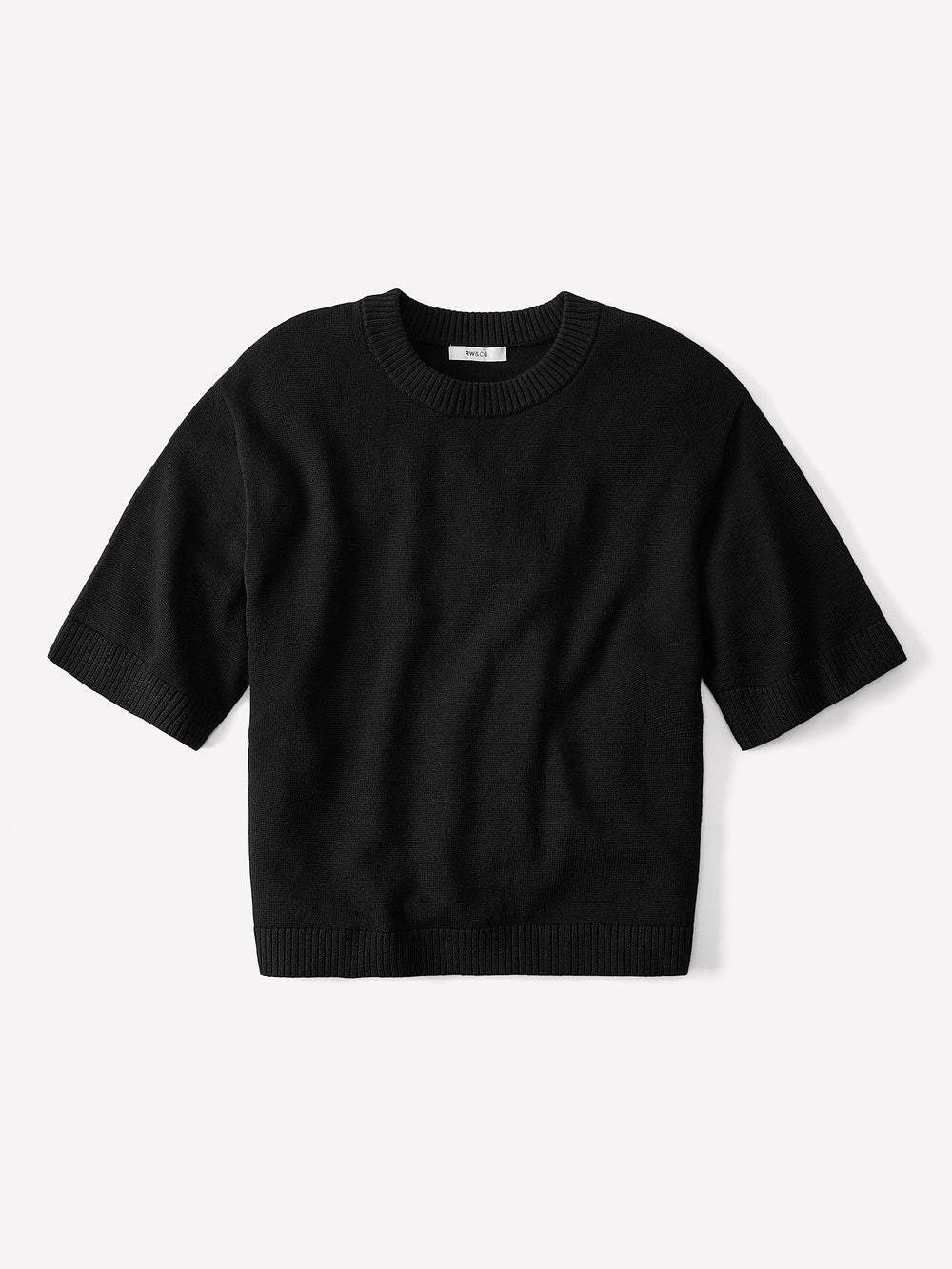 Wool-Blend Short-Sleeve Crew-Neck Sweater rw&co Exclusive Sale Price