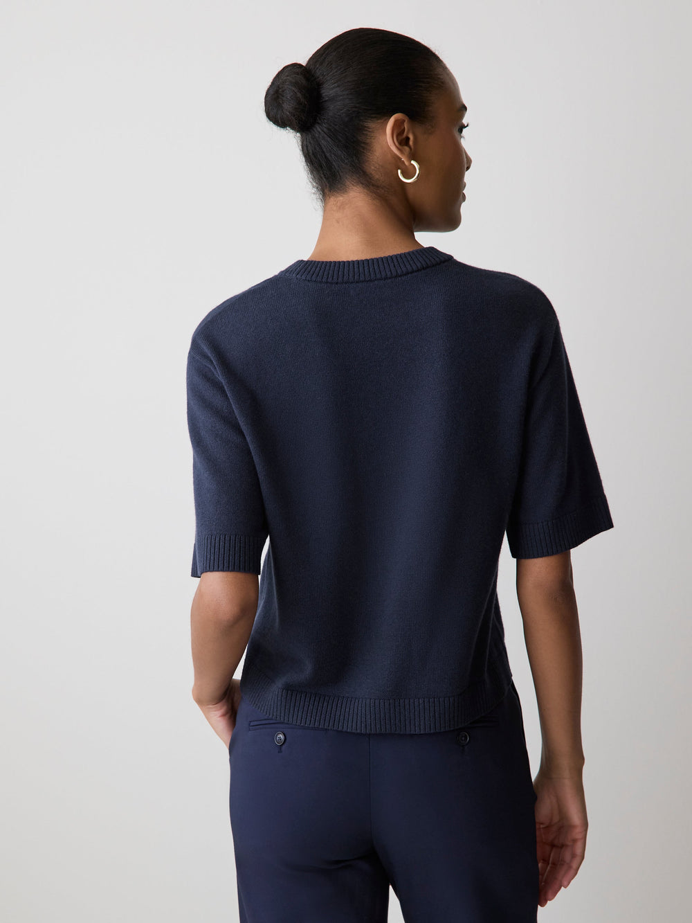 Wool-Blend Short-Sleeve Crew-Neck Sweater rw&co Exclusive Sale Price