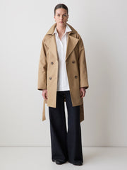 Double-Breasted Twill Trench Coat with Belt rw&co Special Offer