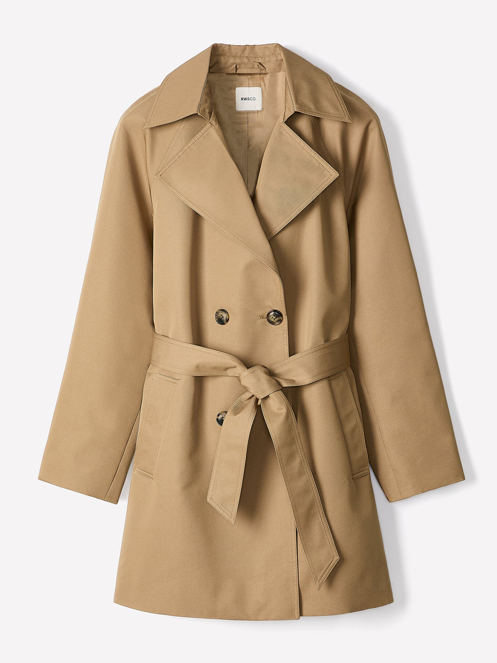 Double-Breasted Twill Trench Coat with Belt rw&co Special Offer