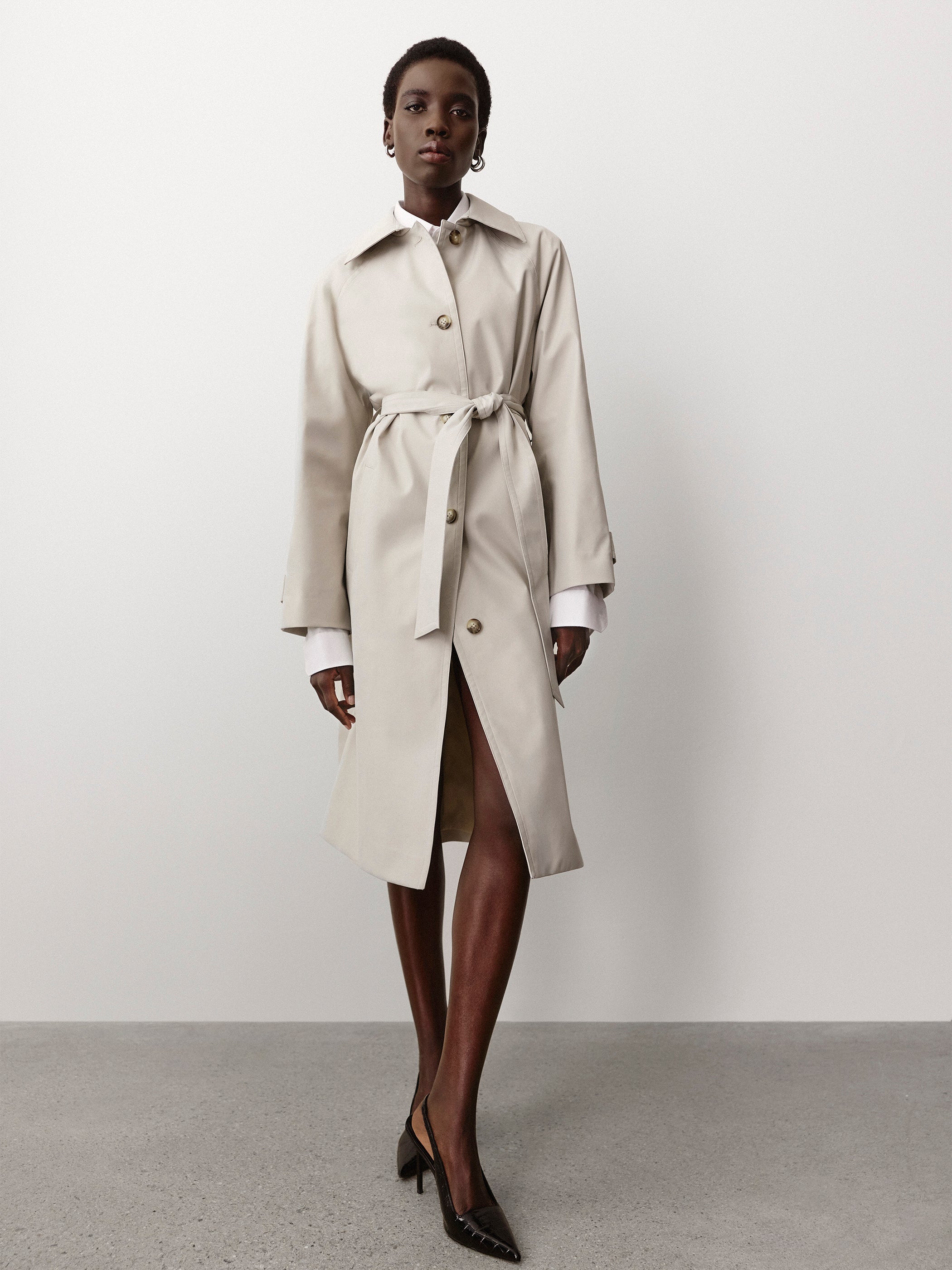 Twill Trench Coat with Removable Belt rw&co Special Offer