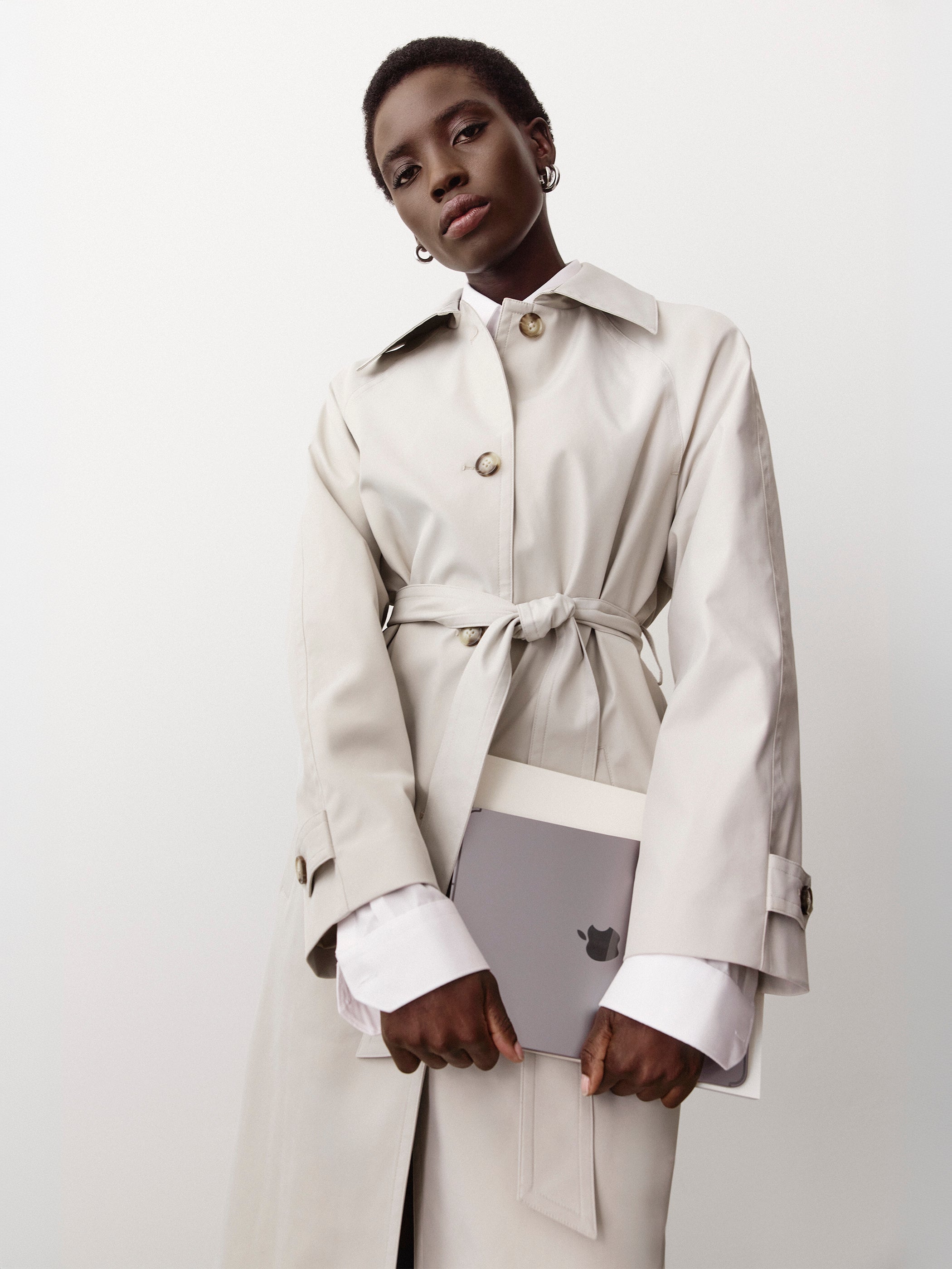 Twill Trench Coat with Removable Belt rw&co Special Offer