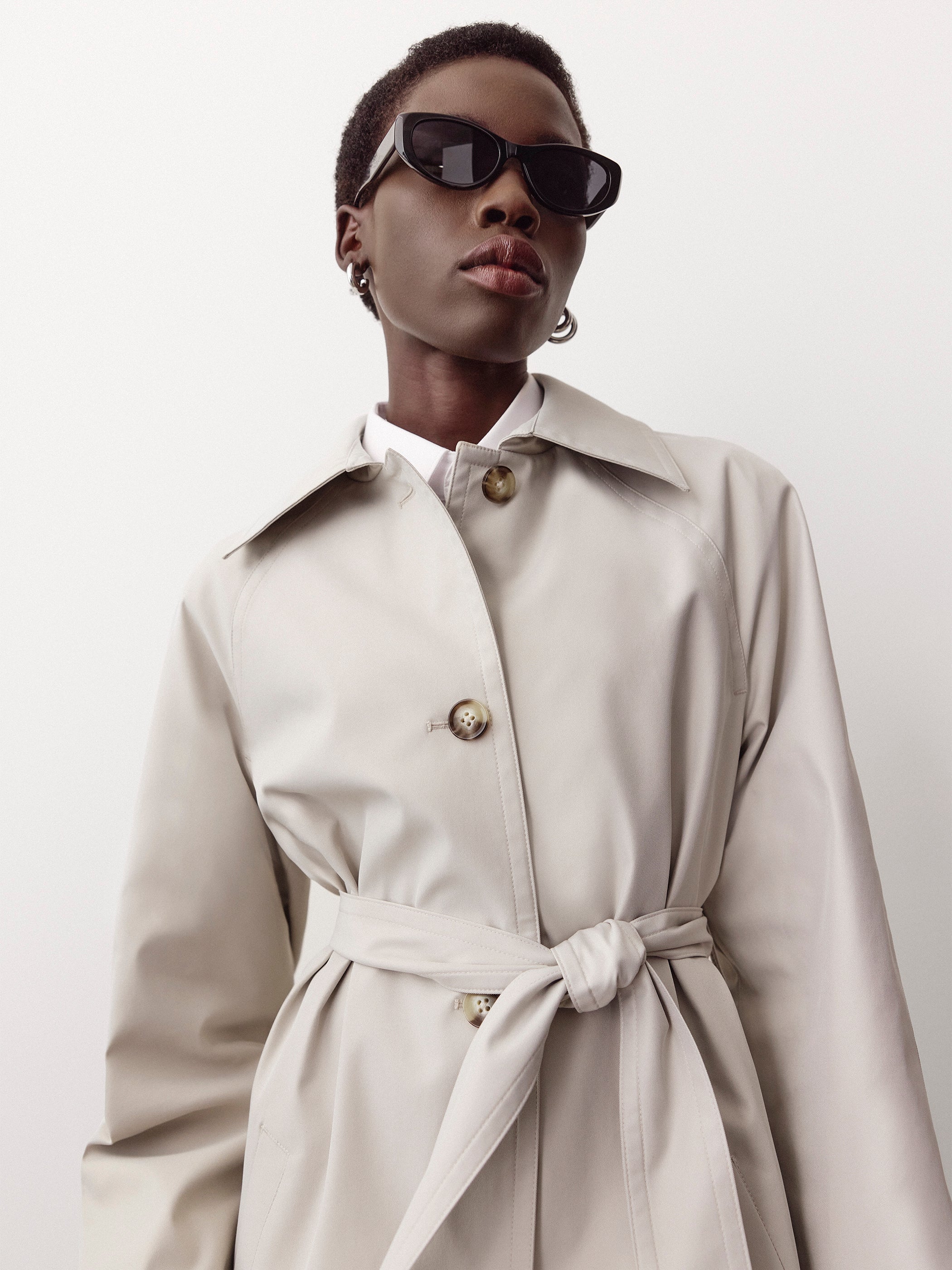 Twill Trench Coat with Removable Belt rw&co Special Offer