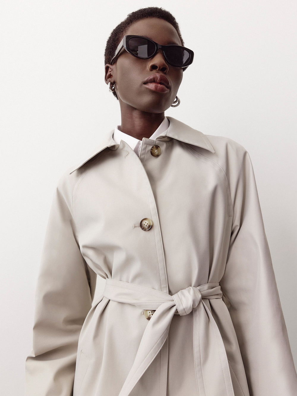 Twill Trench Coat with Removable Belt rw&co Special Offer