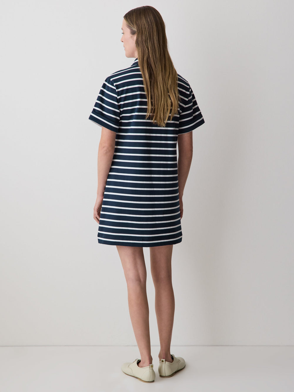 Striped Short-Sleeve Polo Dress rw&co Limited Time Discount