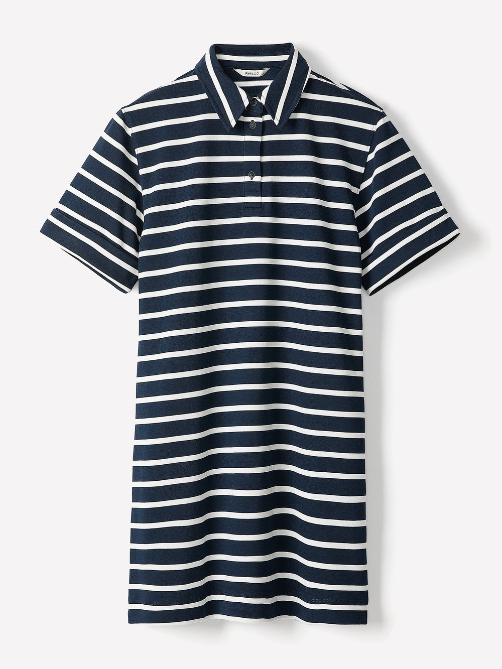 Striped Short-Sleeve Polo Dress rw&co Limited Time Discount