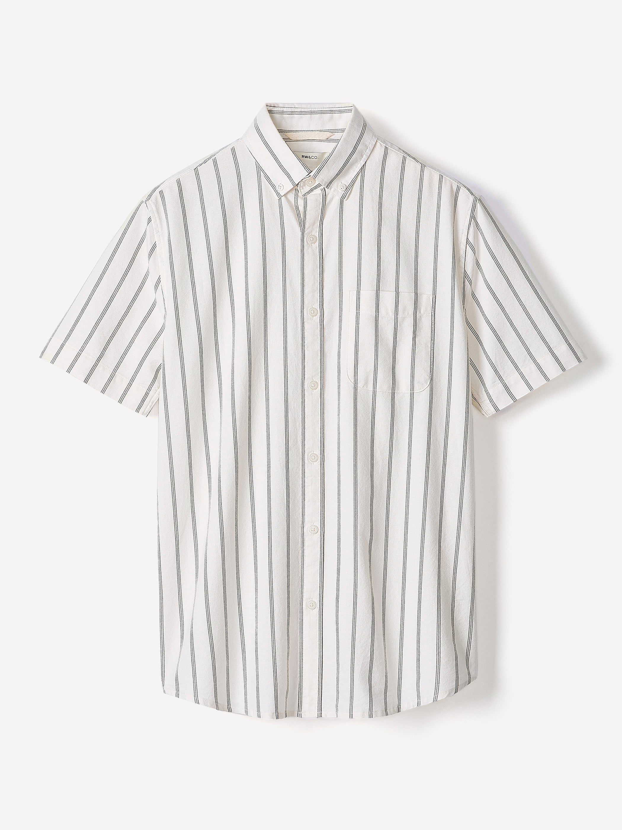 Striped Slim Fit Short-Sleeve Oxford Shirt rw&co Exclusive Sale Price