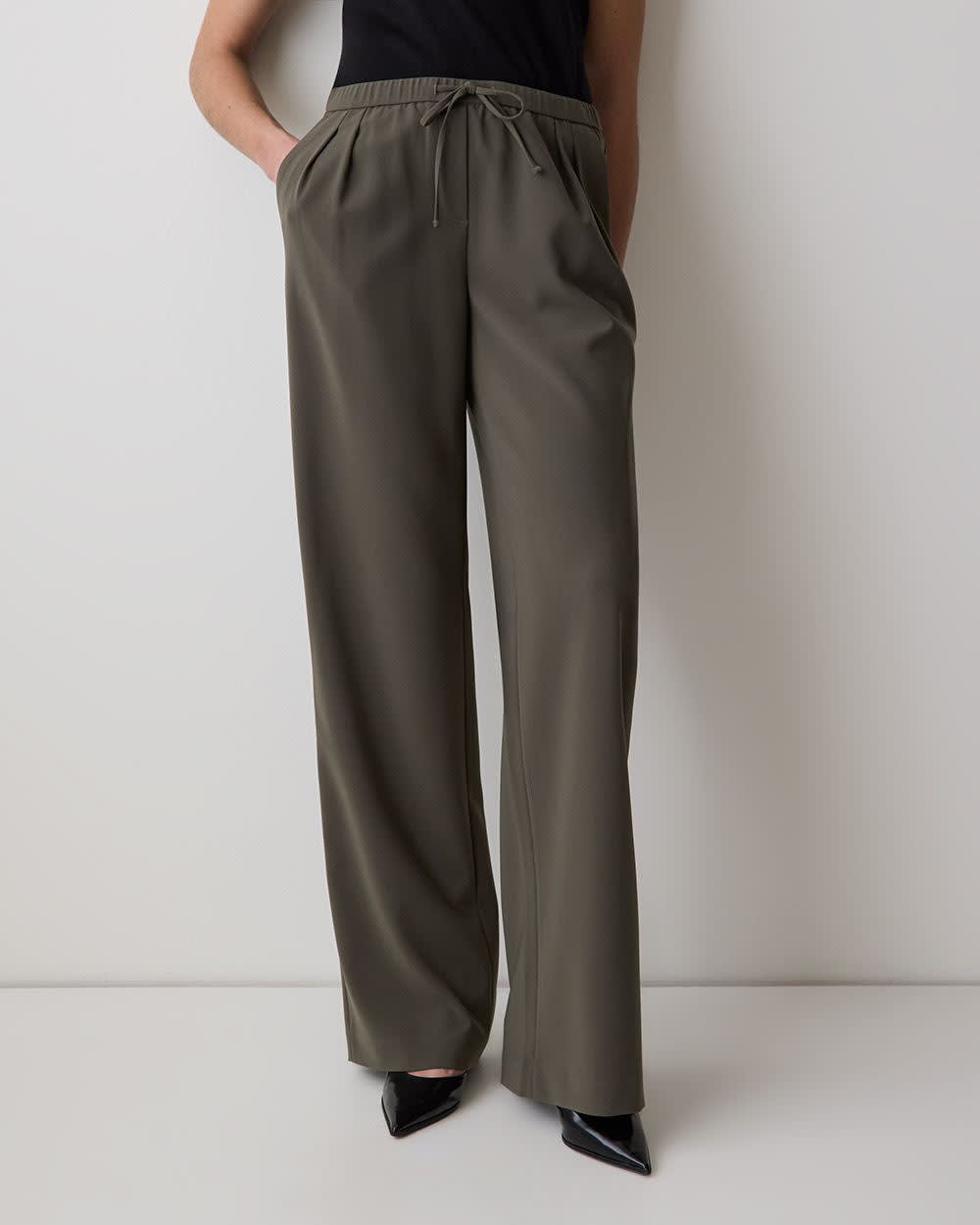 Pull-On Mid-Rise Wide-Leg Pant rw&co Special Offer