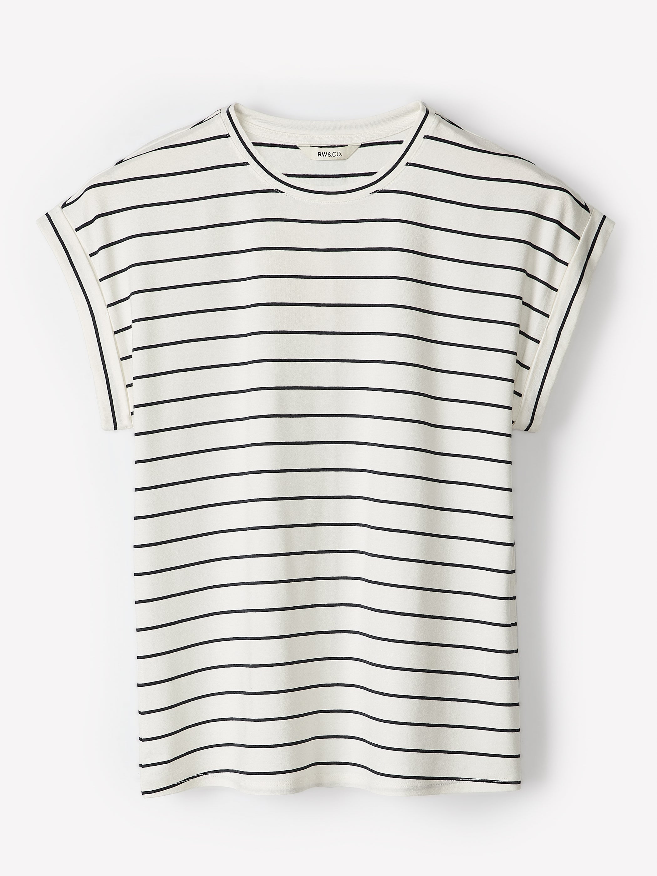 Striped Extended-Sleeve Crew-Neck Tee rw&co Special Promo Price