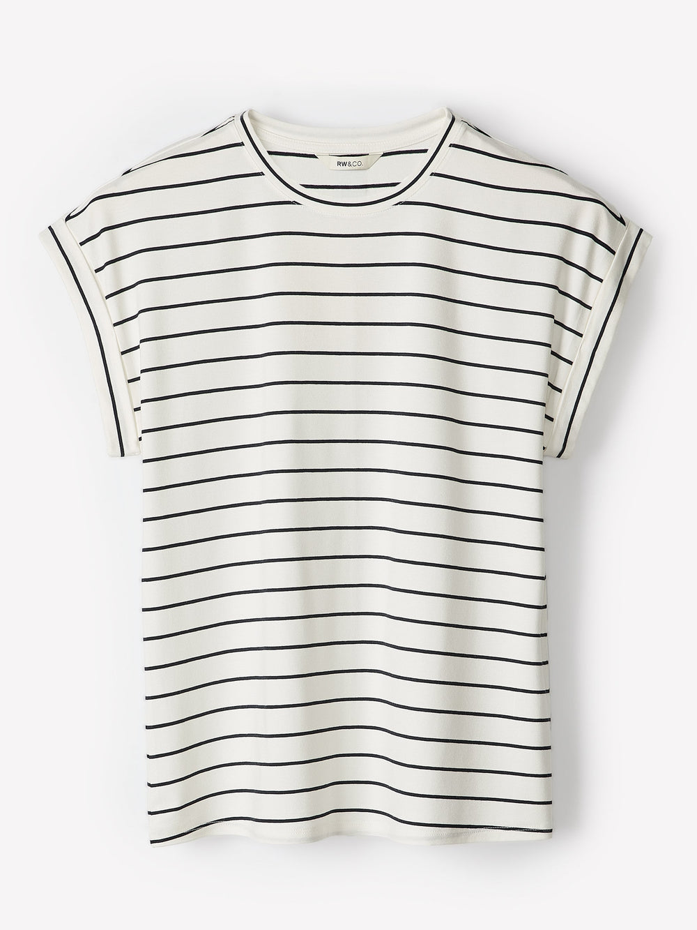 Striped Extended-Sleeve Crew-Neck Tee rw&co Special Promo Price