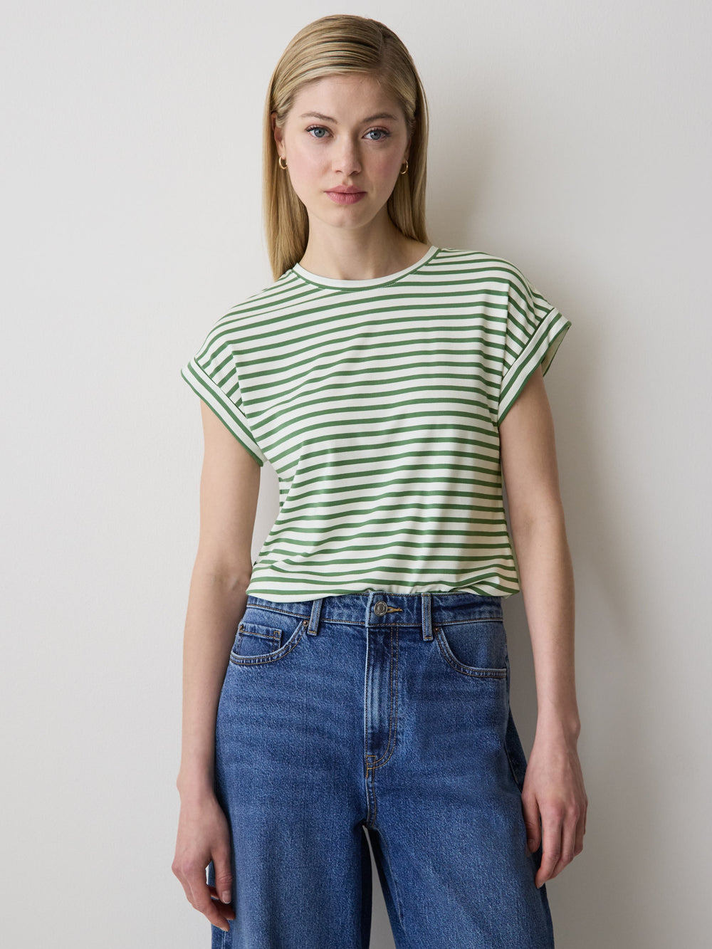 Striped Extended-Sleeve Crew-Neck Tee rw&co Special Promo Price