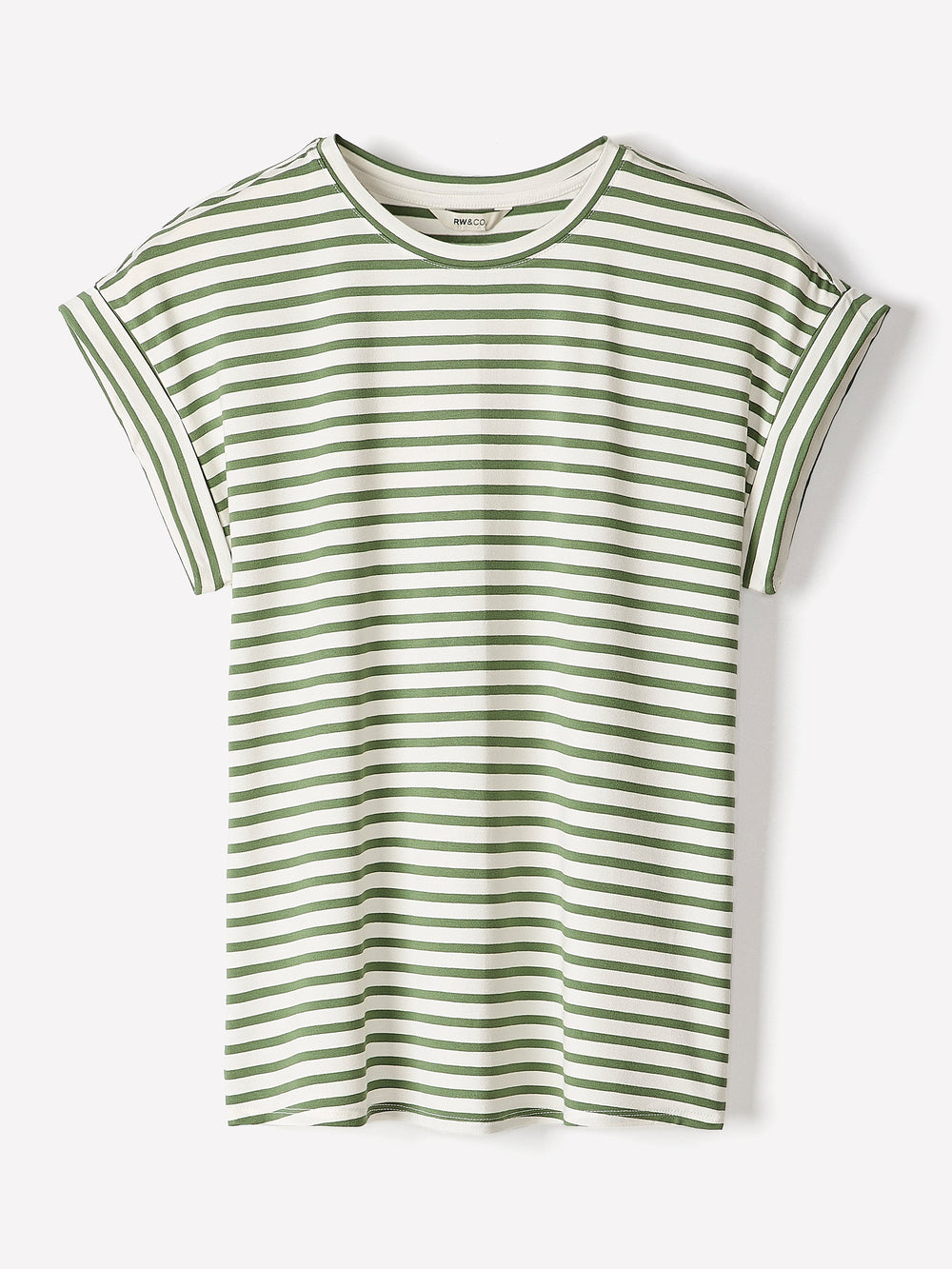Striped Extended-Sleeve Crew-Neck Tee rw&co Special Promo Price