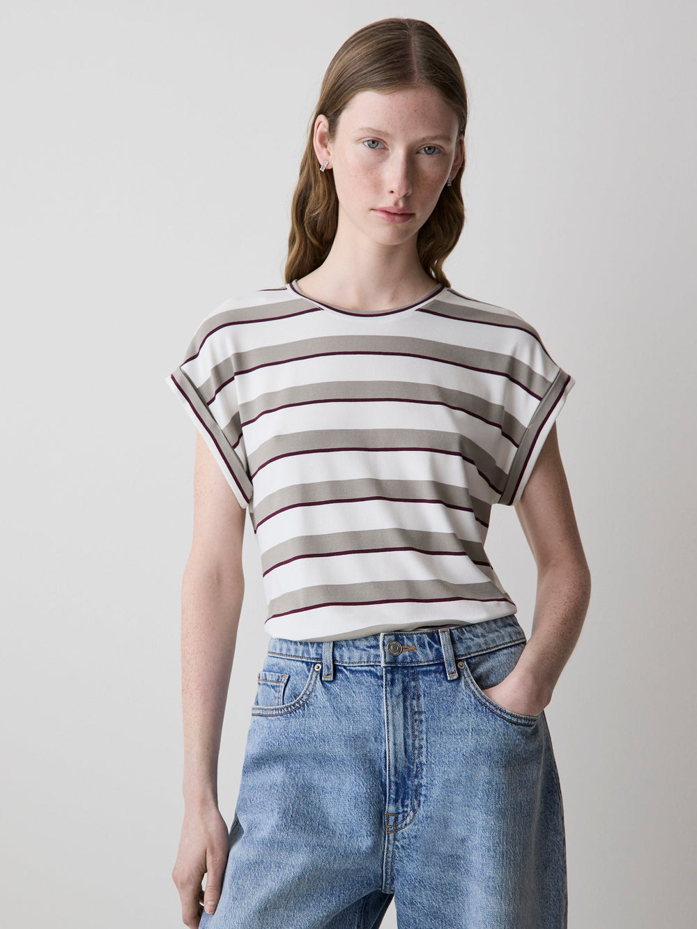 Striped Extended-Sleeve Crew-Neck Tee rw&co Special Promo Price
