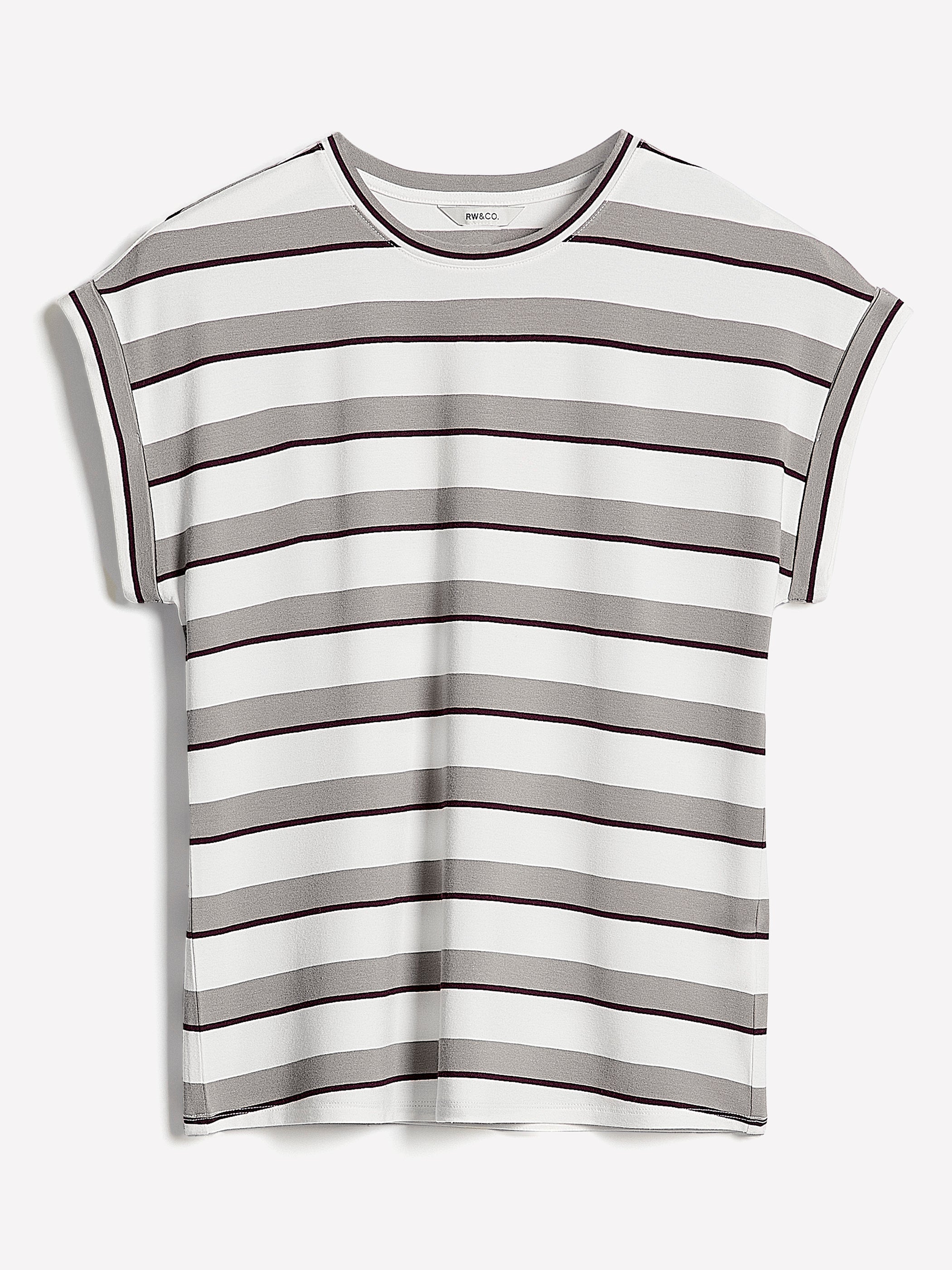 Striped Extended-Sleeve Crew-Neck Tee rw&co Special Promo Price