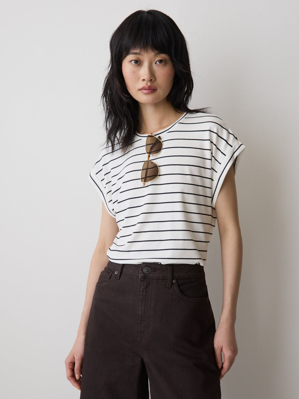 Striped Extended-Sleeve Crew-Neck Tee rw&co Special Promo Price