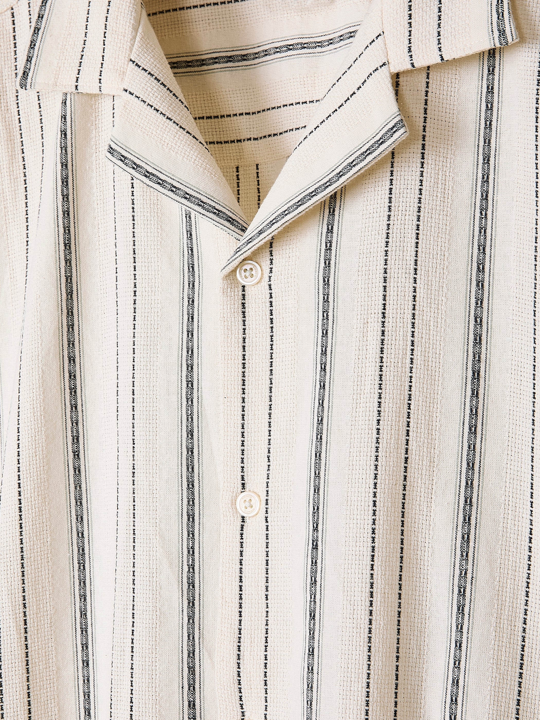 Striped Short-Sleeve Textured Shirt with Camp Collar rw&co Special Promo Price