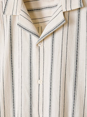Striped Short-Sleeve Textured Shirt with Camp Collar rw&co Special Promo Price